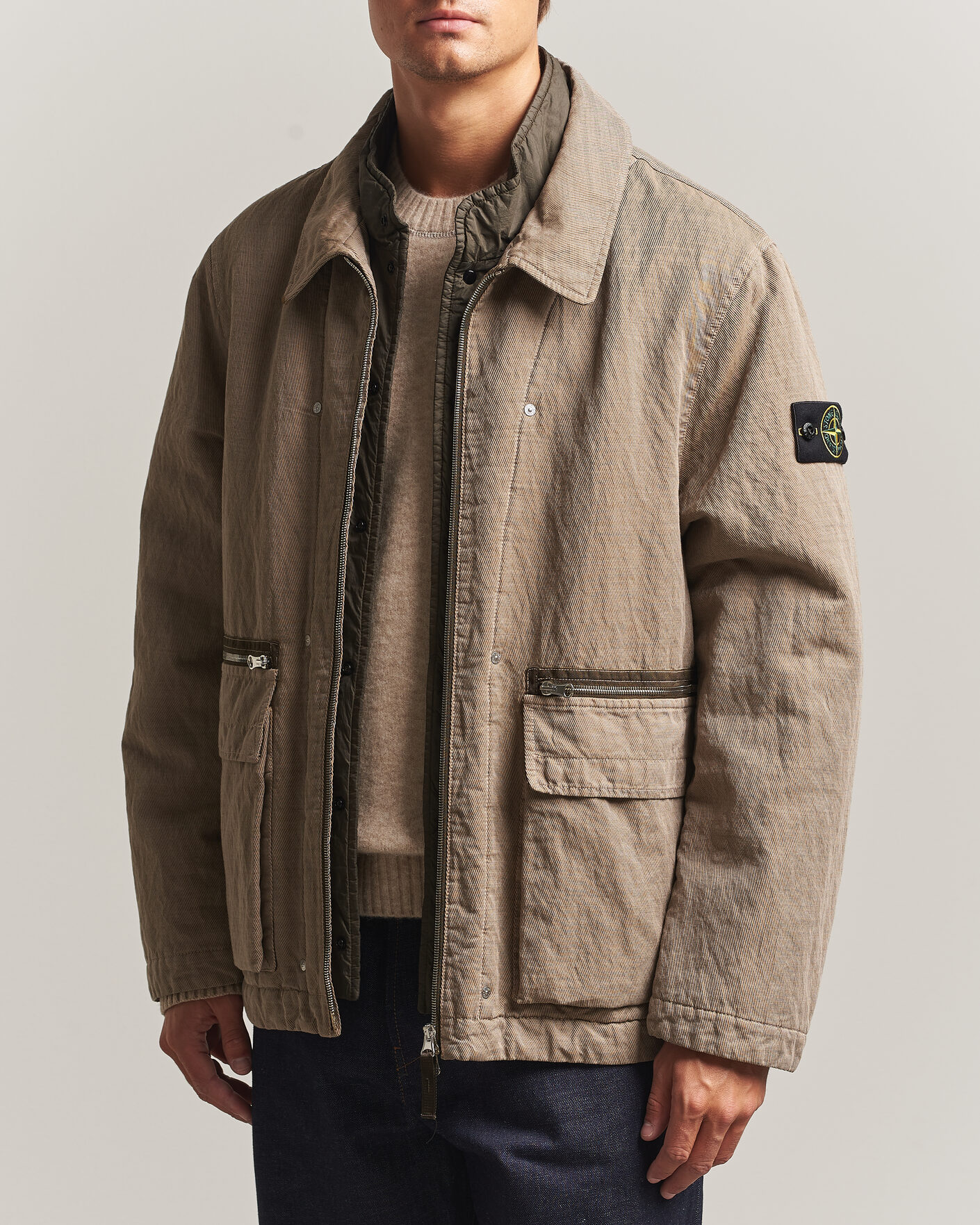 Stone Island Diagonal Cotton/Wool Field Jacket Biscuit at