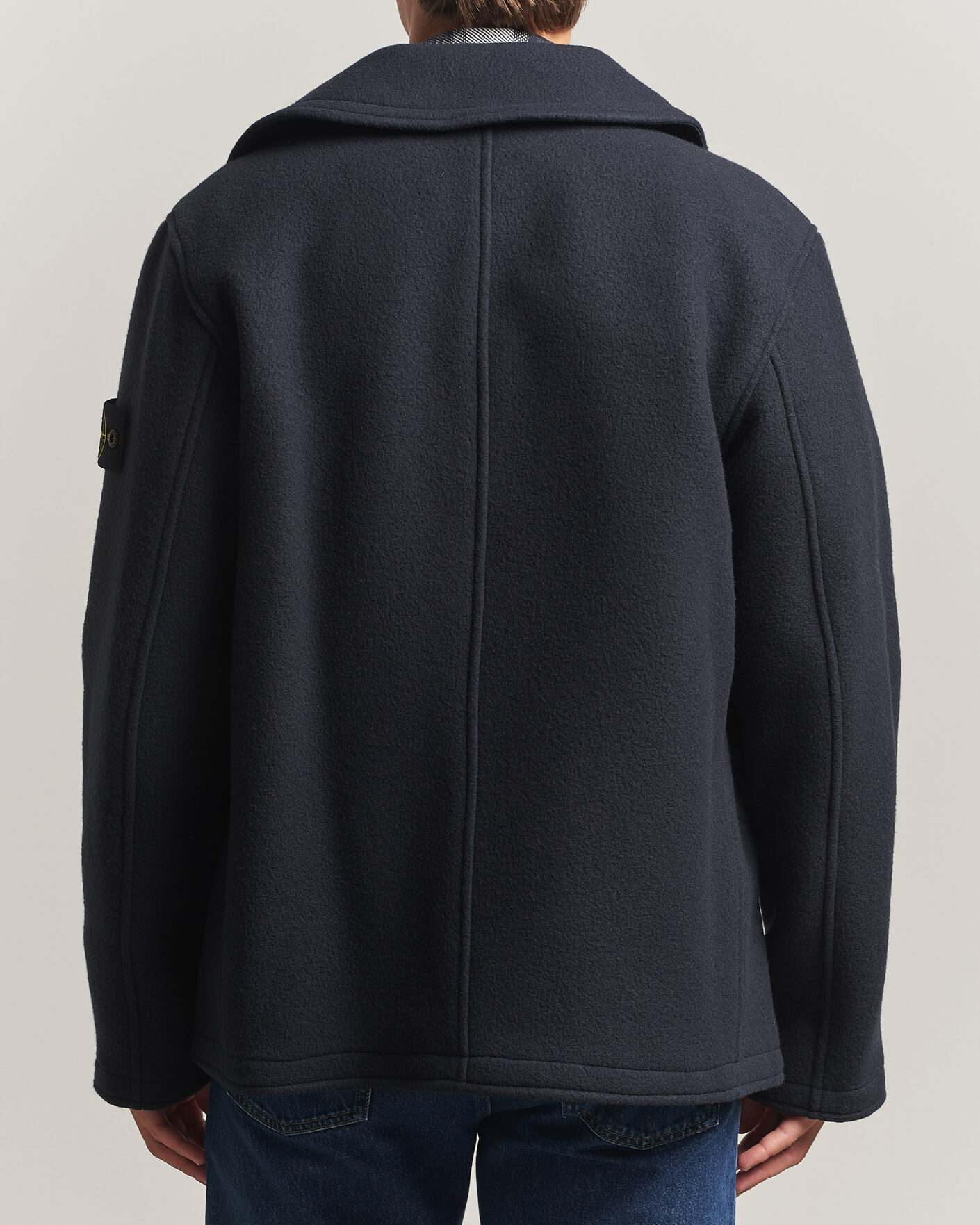 Men | Coats & Jackets | Stone Island | Heavy Melton Wool Peacoat Navy Blue