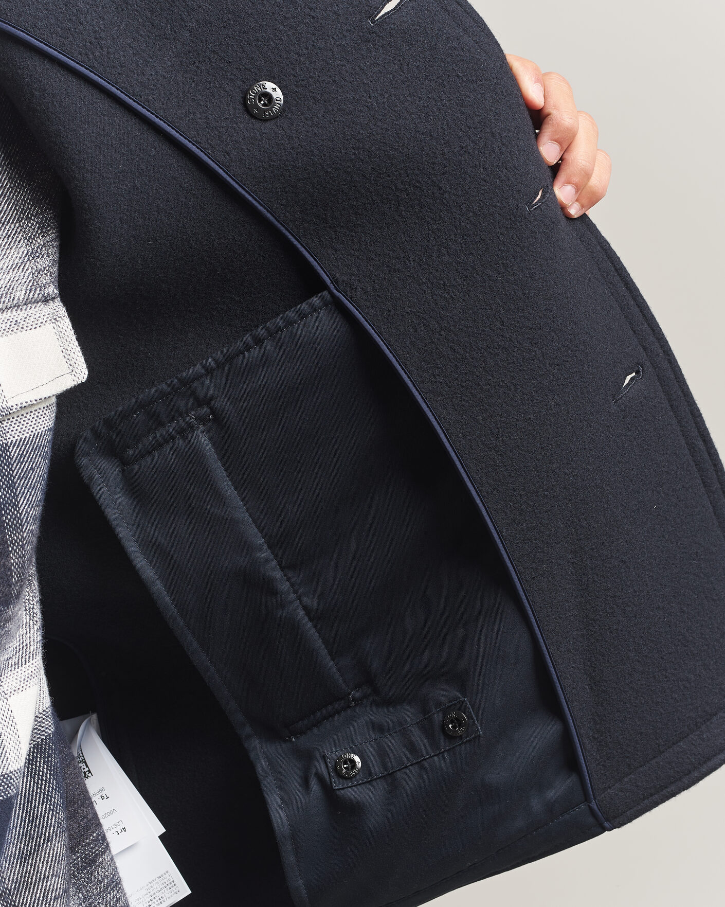 Men | Coats & Jackets | Stone Island | Heavy Melton Wool Peacoat Navy Blue