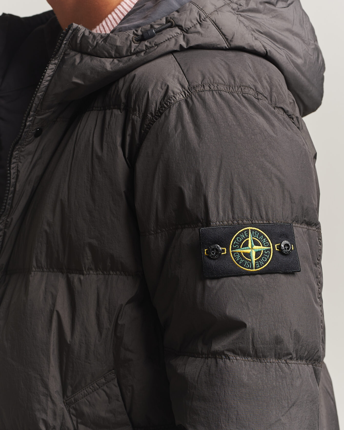 Men | Coats & Jackets | Stone Island | Crinkle Reps Padded Hood Down Jacket Grey