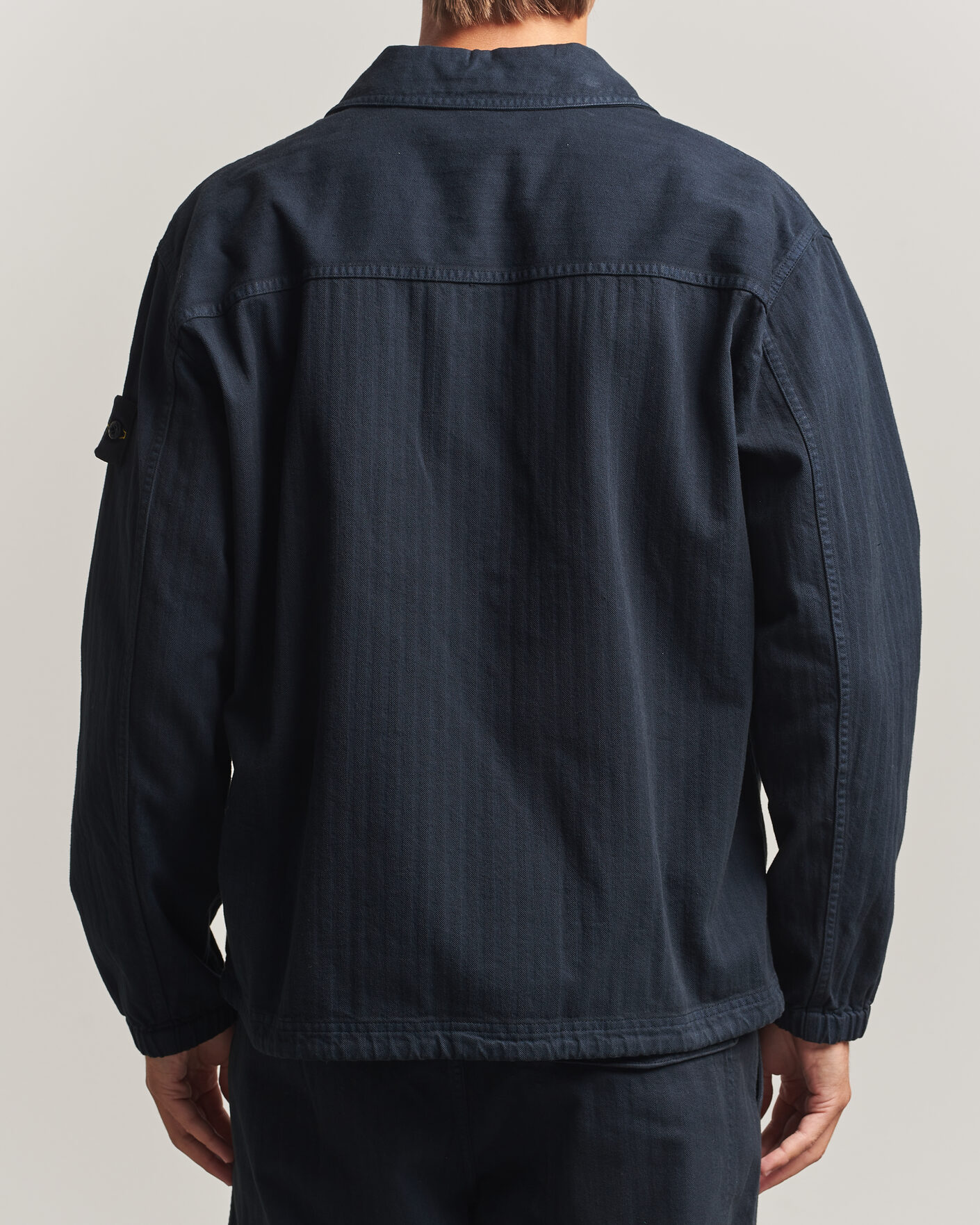 Men | Shirts | Stone Island | Garment Dyed Cotton Herringbone Overshirt Navy Blue