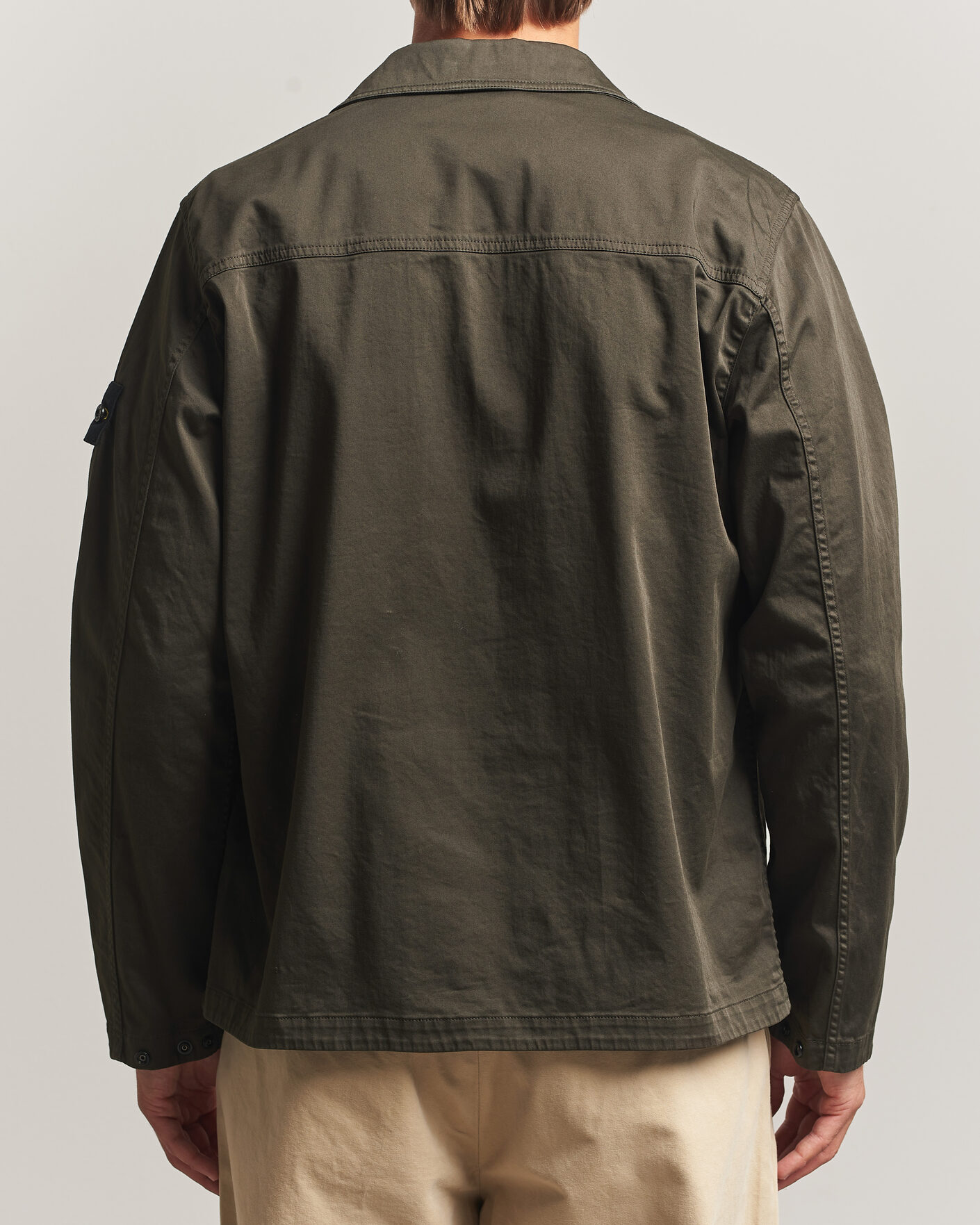 Men | Shirts | Stone Island | Organic Cotton Satin Stretch Zip Overshirt Grey