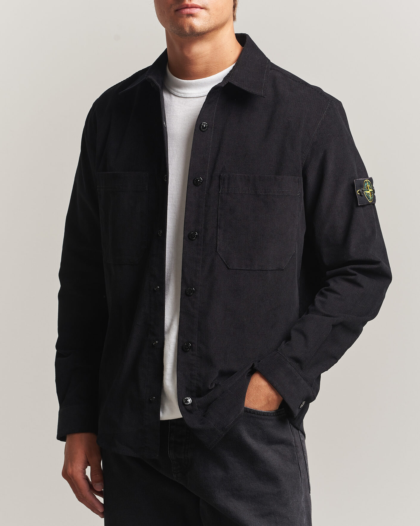 Men | Shirts | Stone Island | Micro Cord Overshirt Black