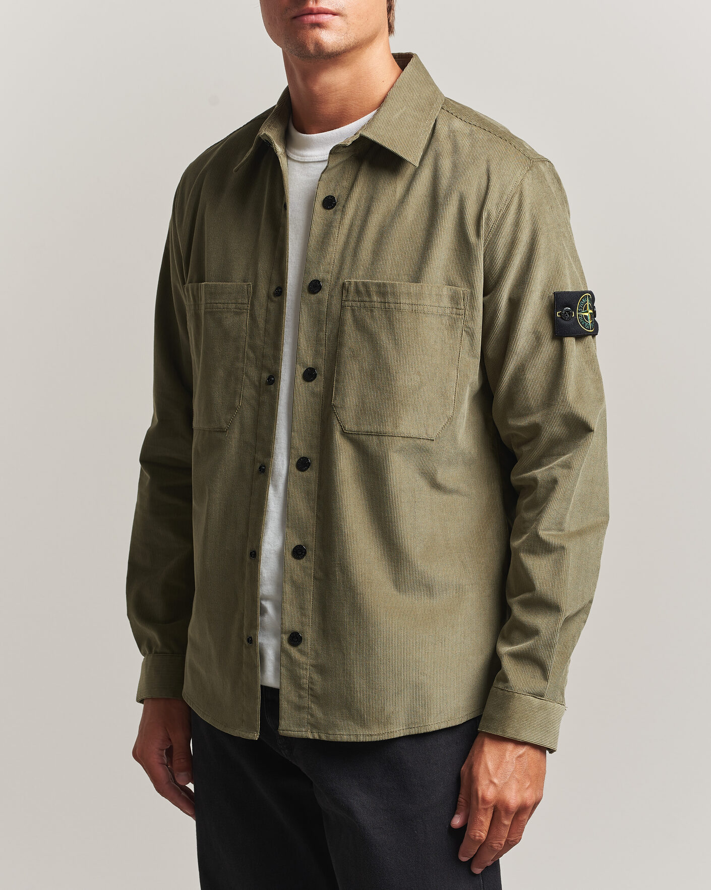 Men | Shirts | Stone Island | Micro Cord Overshirt Miltary Green