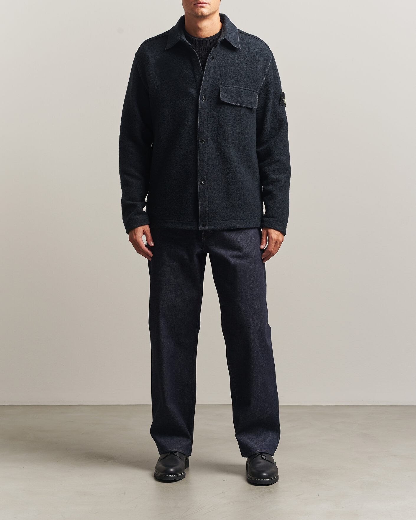 Men | Shirts | Stone Island | Micro Bouclé Overshirt Navy Blue