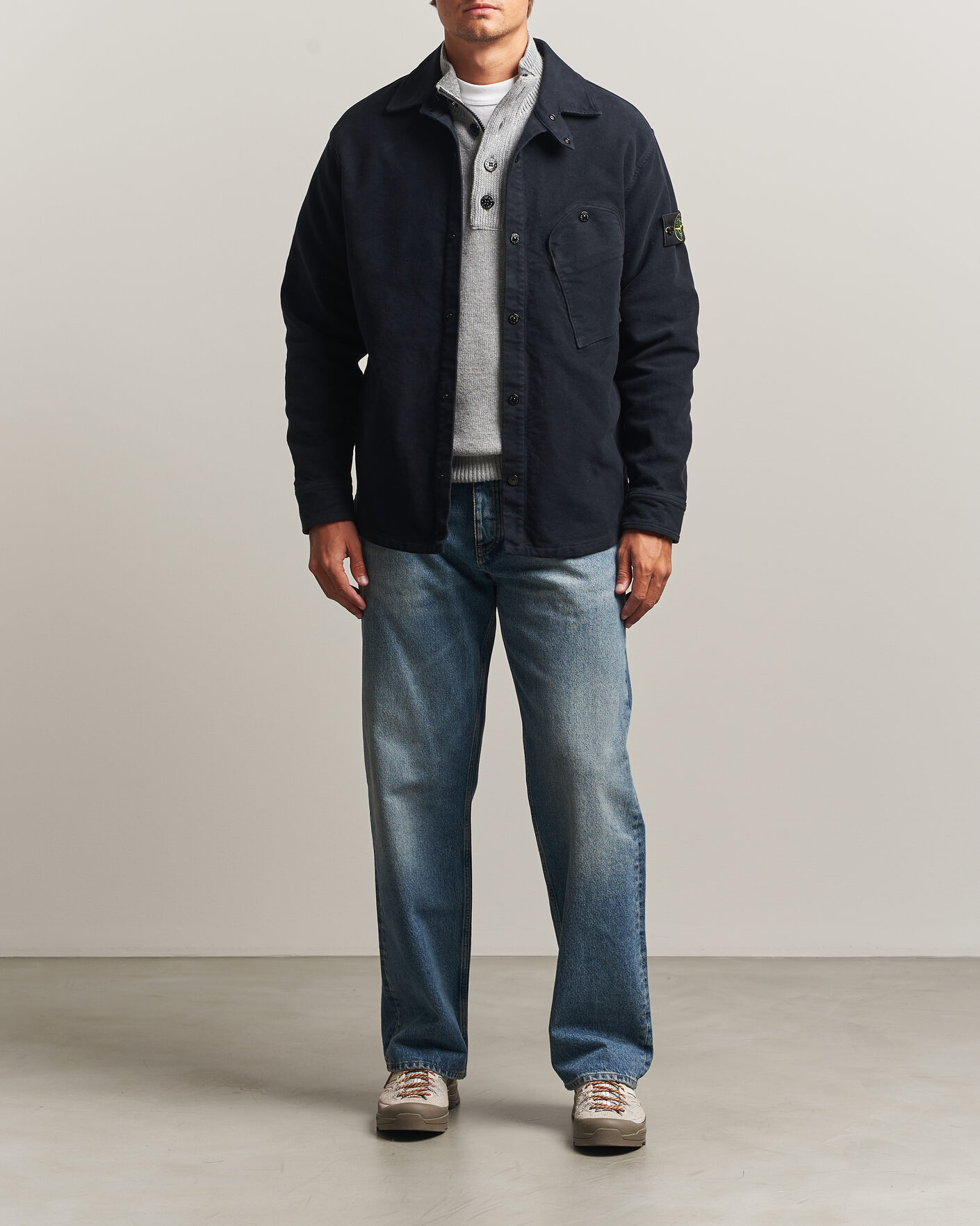 Men | Shirts | Stone Island | Cotton Moleskin Overshirt Navy Blue