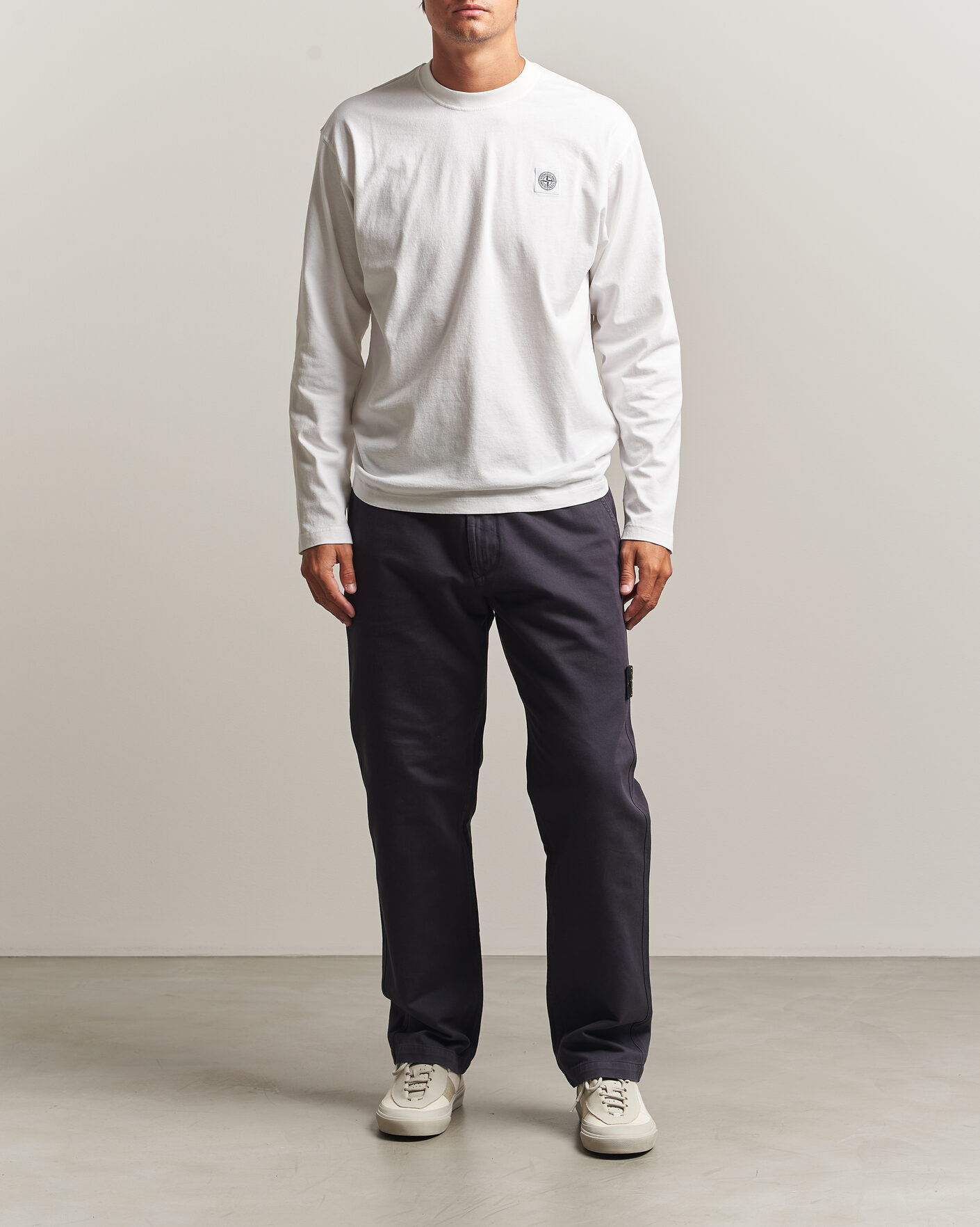 Men | T-Shirts | Stone Island | Organic Cotton Jersey Long Sleeve T-Shirt White