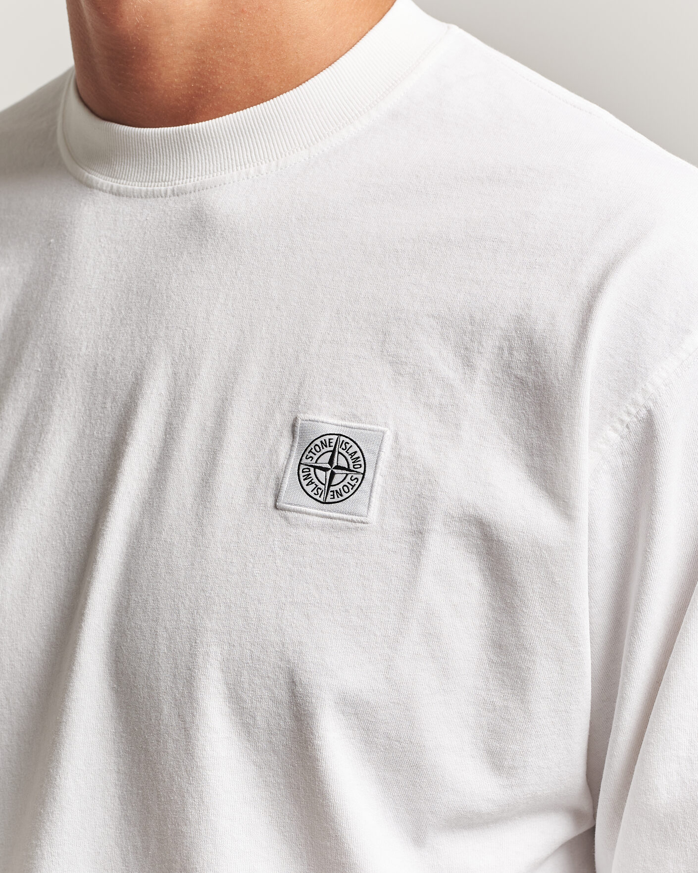 Stone Island Organic Cotton Jersey Long Sleeve T-Shirt White at