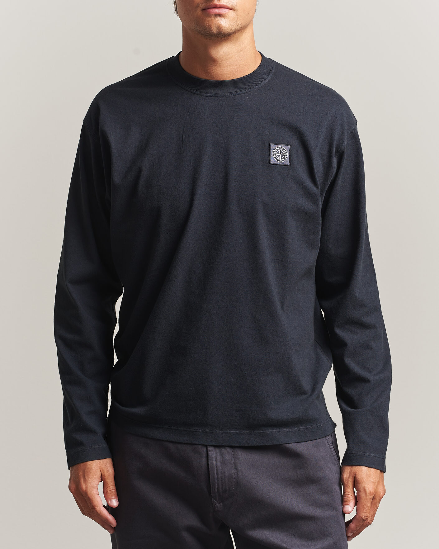 Men | T-Shirts | Stone Island | Organic Cotton Jersey Long Sleeve T-Shirt Navy Blue