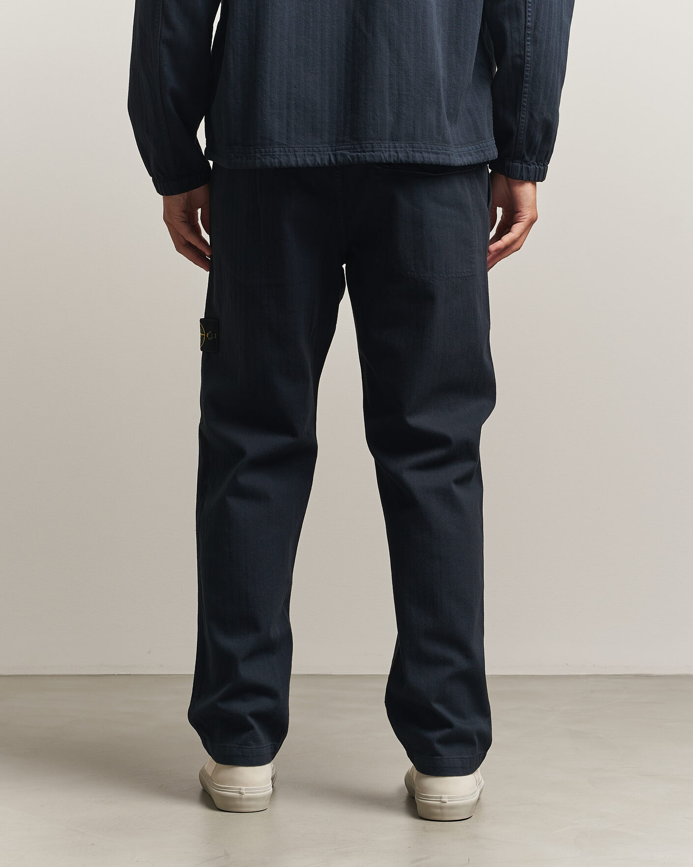 Men | Trousers | Stone Island | Cotton Herringbone Pants Navy Blue