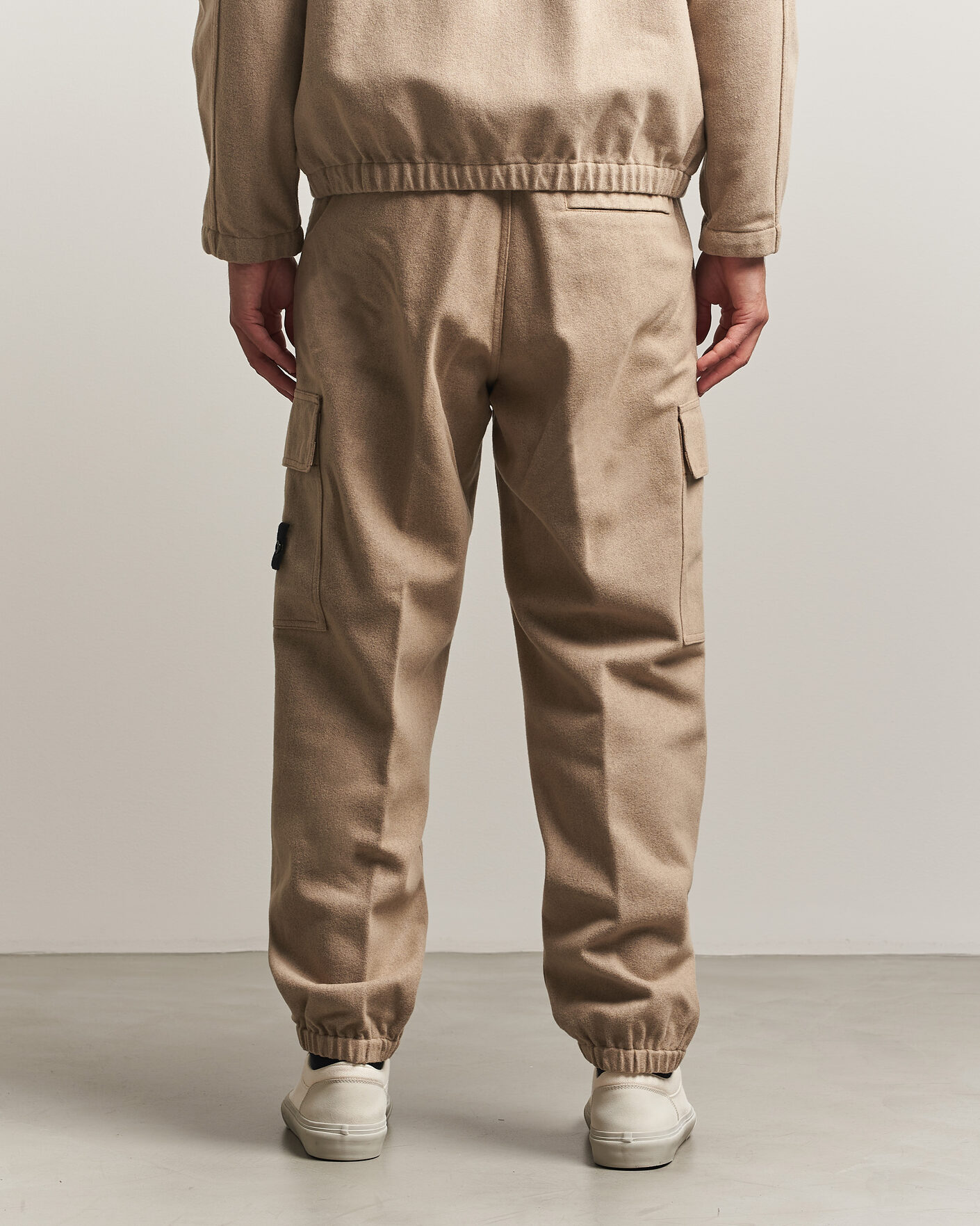 Men | Trousers | Stone Island | Wool/Nylon Flannel Cargo Trousers Biscuit