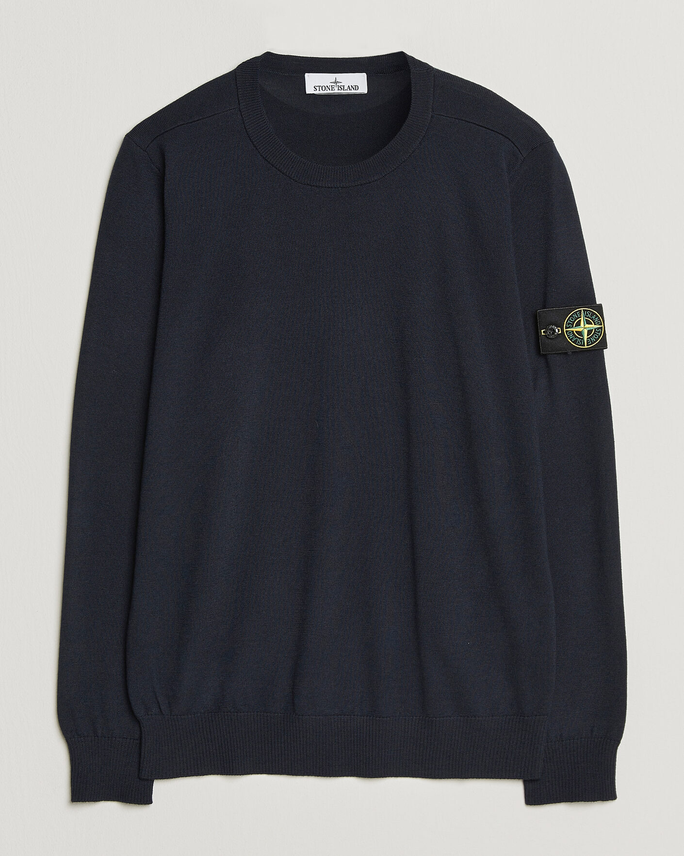 Men | Sweaters & Knitwear | Stone Island | Light Pure Wool Crew Neck Navy Blue