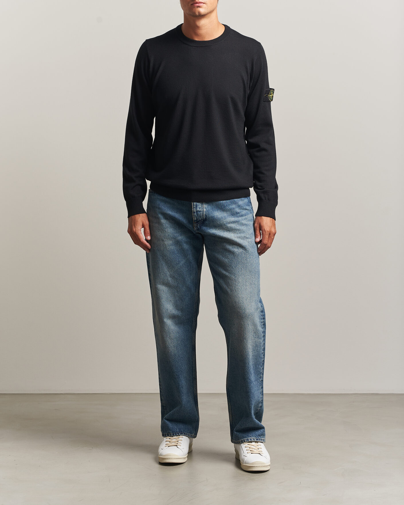 Men | Sweaters & Knitwear | Stone Island | Light Pure Wool Crew Neck Black