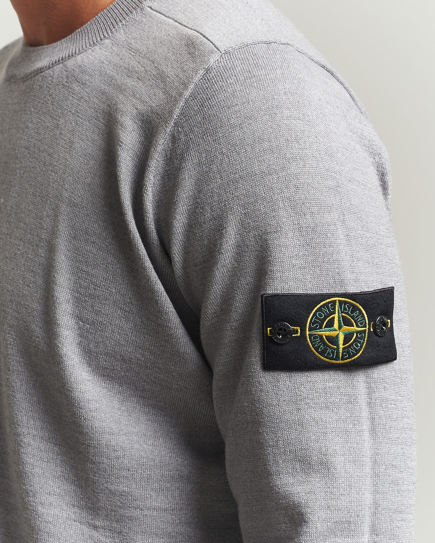 Men | Sweaters & Knitwear | Stone Island | Light Pure Wool Crew Neck Ash Grey Melange