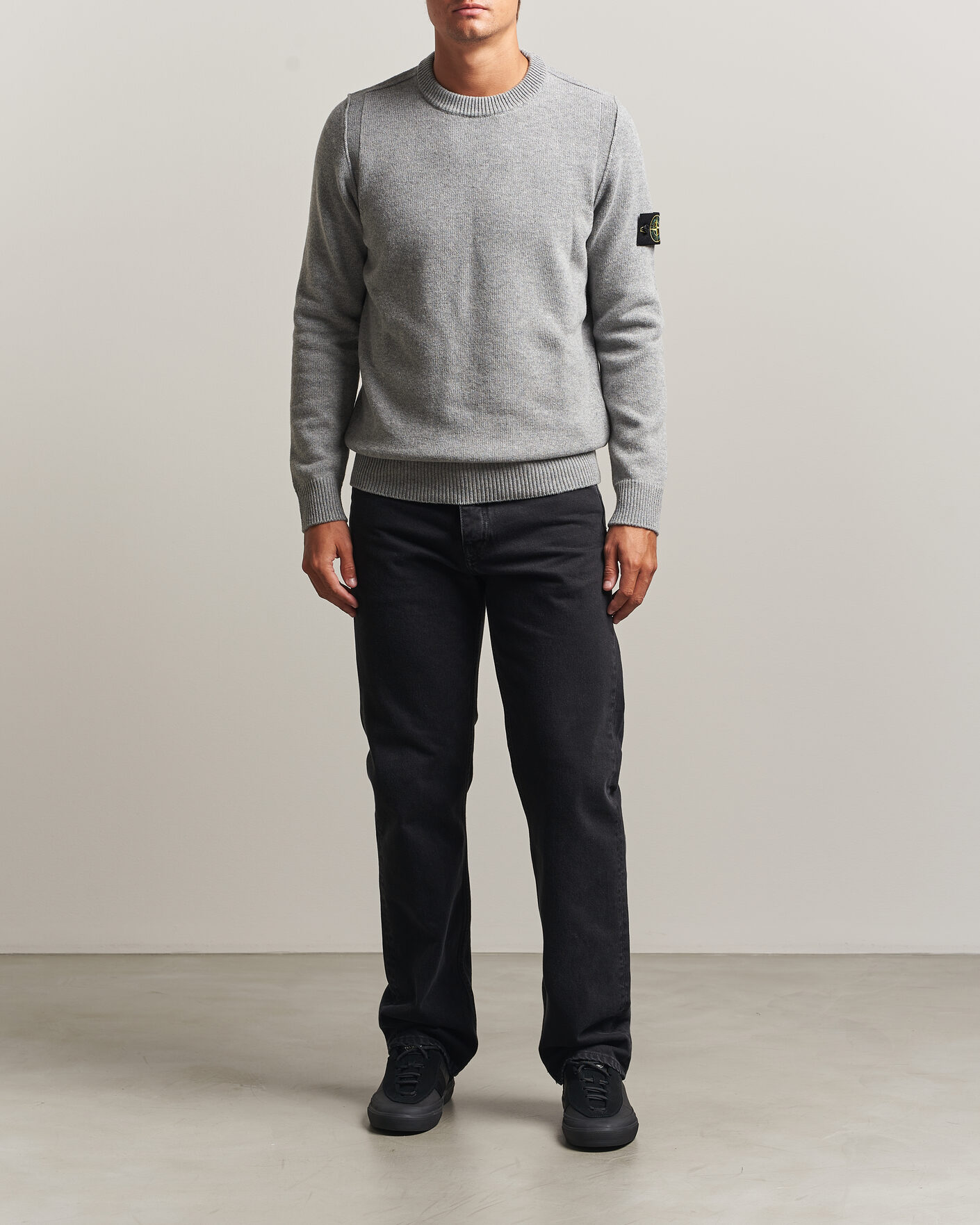 Men | Sweaters & Knitwear | Stone Island | Knitted Lambswool Crew Neck Grey Melange