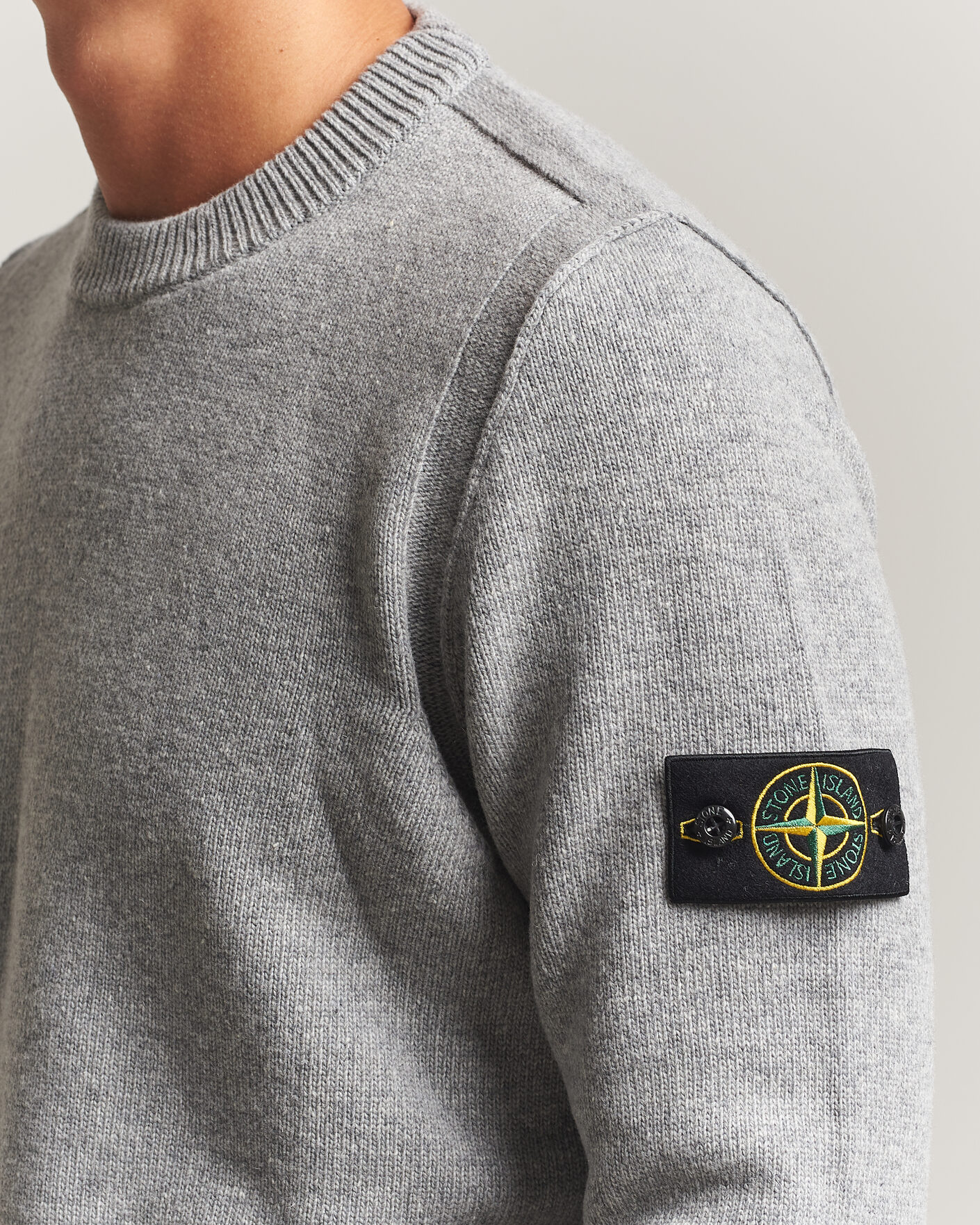 Men | Sweaters & Knitwear | Stone Island | Knitted Lambswool Crew Neck Grey Melange