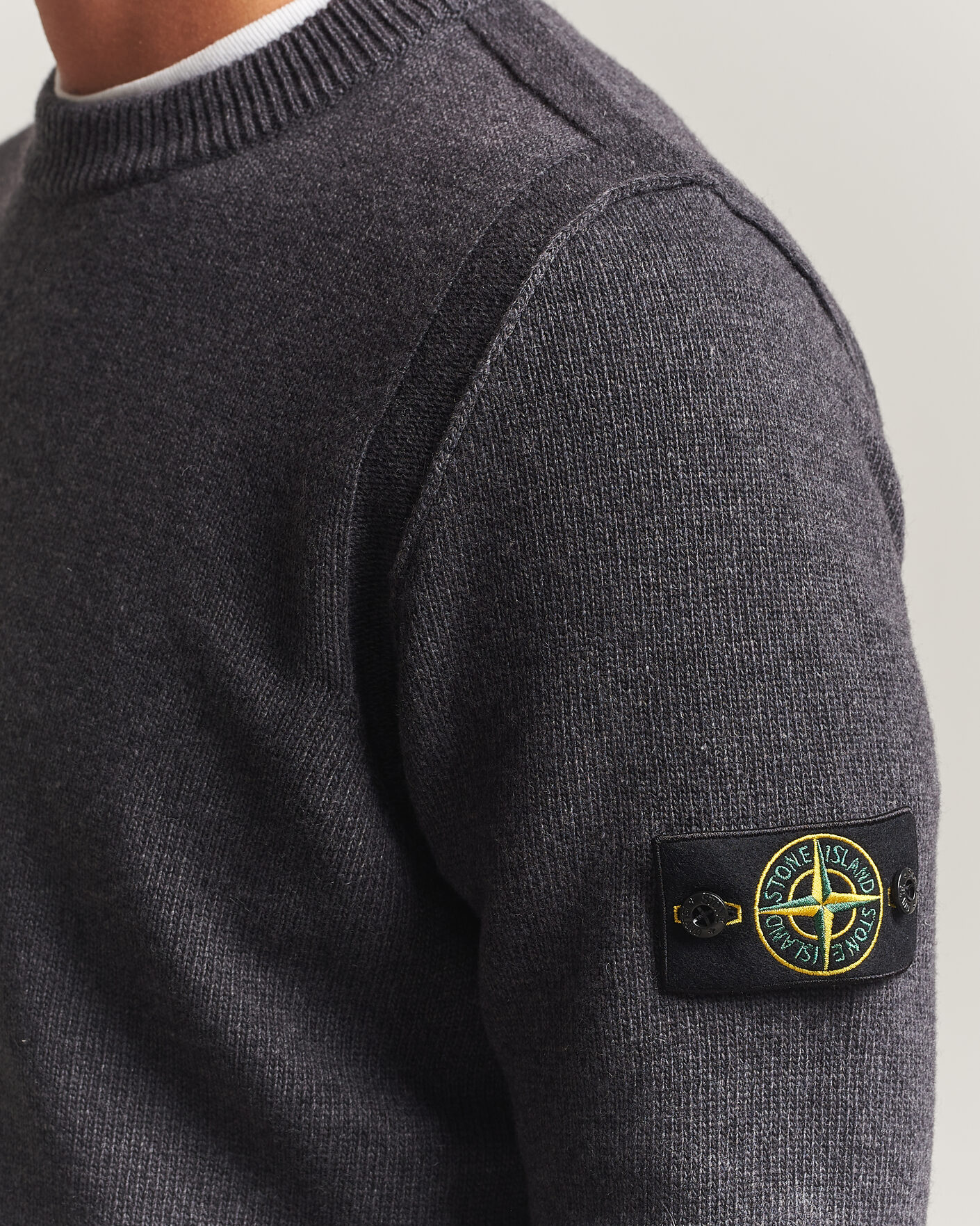 Stone Island Knitted Lambswool Crew Neck Melange Lead at