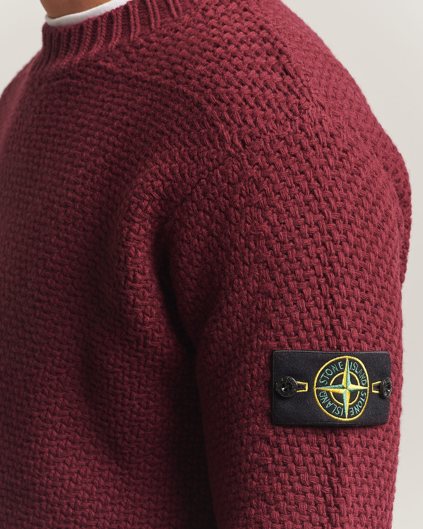Men | Sweaters & Knitwear | Stone Island | Basket Stitch Lambswool Crew Neck Amaranth