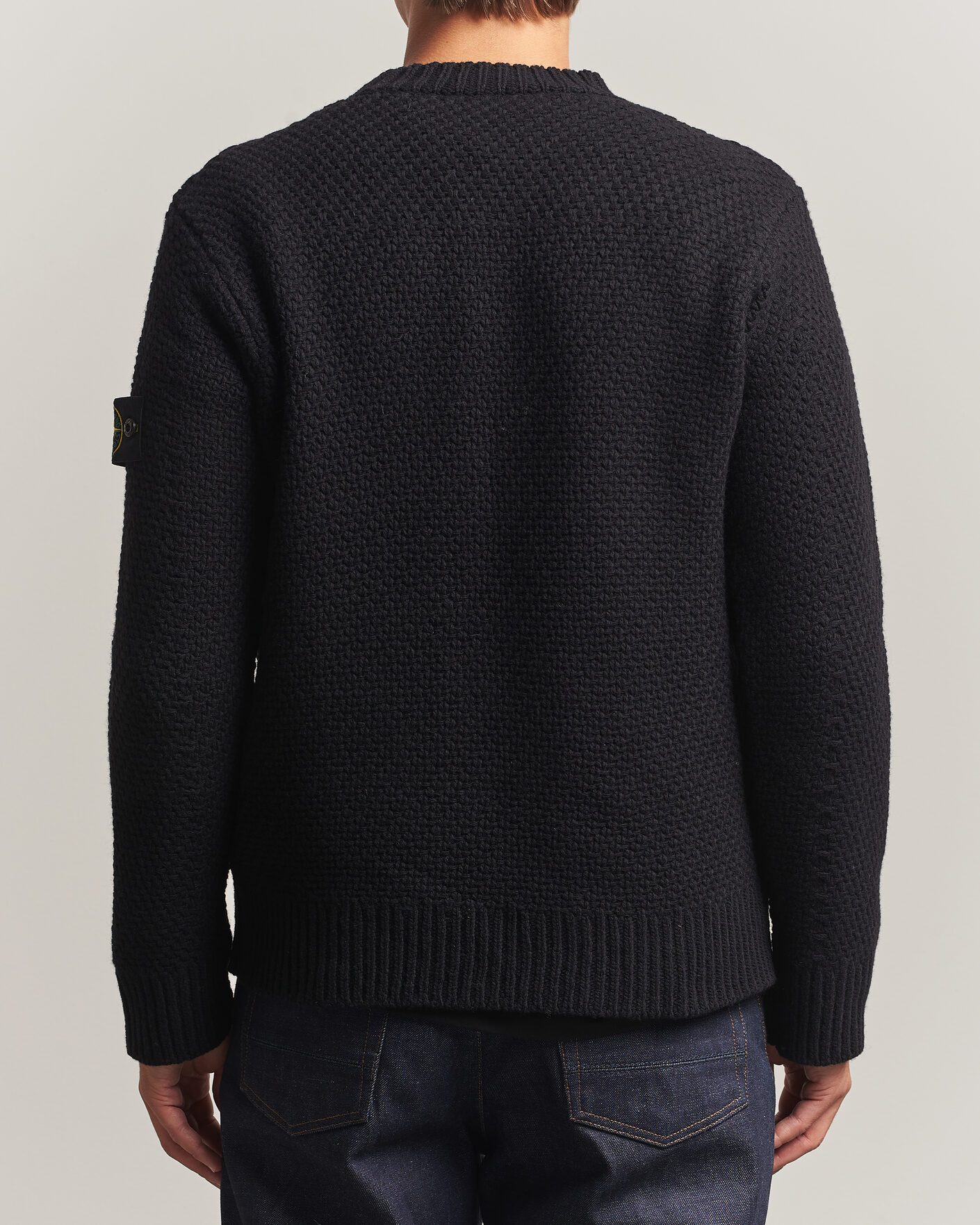 Men | Sweaters & Knitwear | Stone Island | Basket Stitch Lambswool Crew Neck Black
