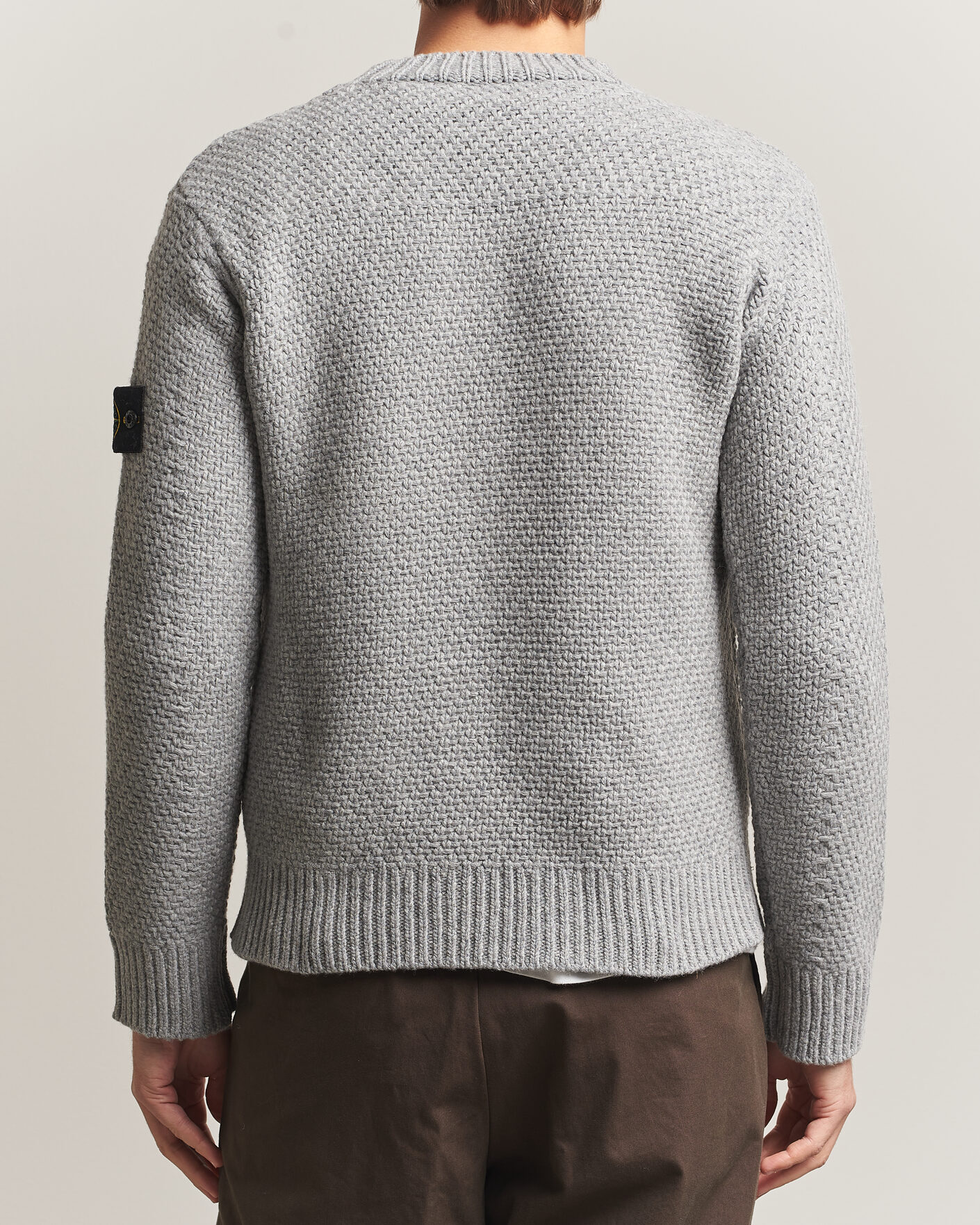 Men | Sweaters & Knitwear | Stone Island | Basket Stitch Lambswool Crew Neck Grey Melange