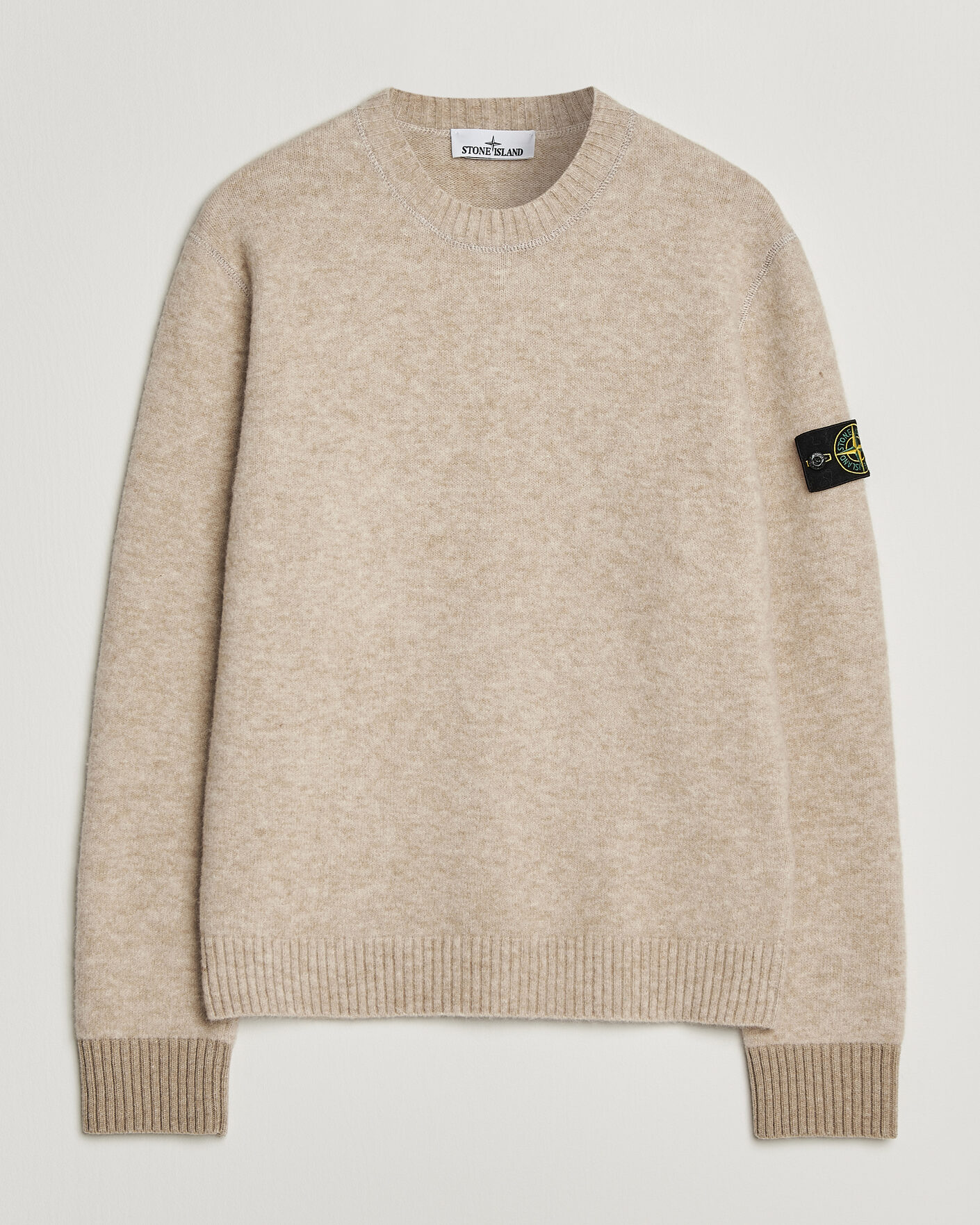 Men | Sweaters & Knitwear | Stone Island | Baby Alpaca Blend Contrast Crew Beige Melange