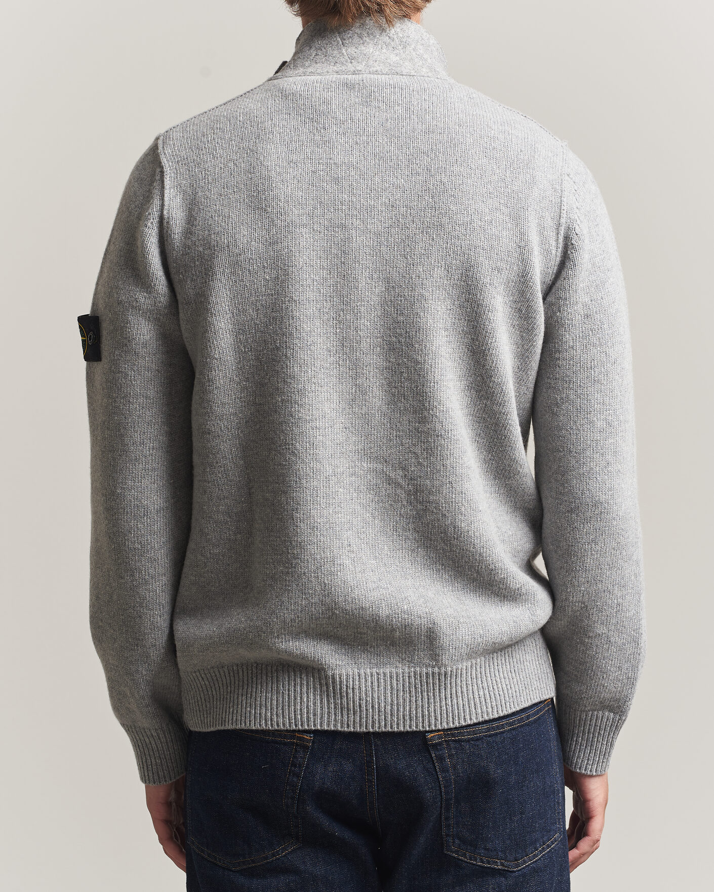Men | Sweaters & Knitwear | Stone Island | Knitted Lambswool Zip Button Cardigan Grey Melange