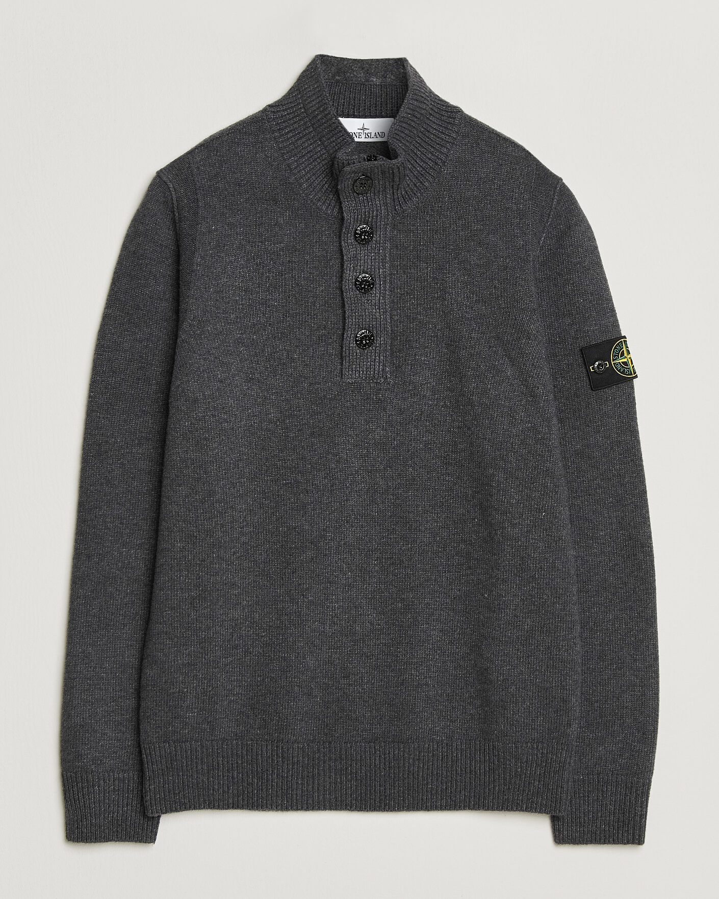 Stone Island Knitted Lambswool Half Button Zip Melange Lead at