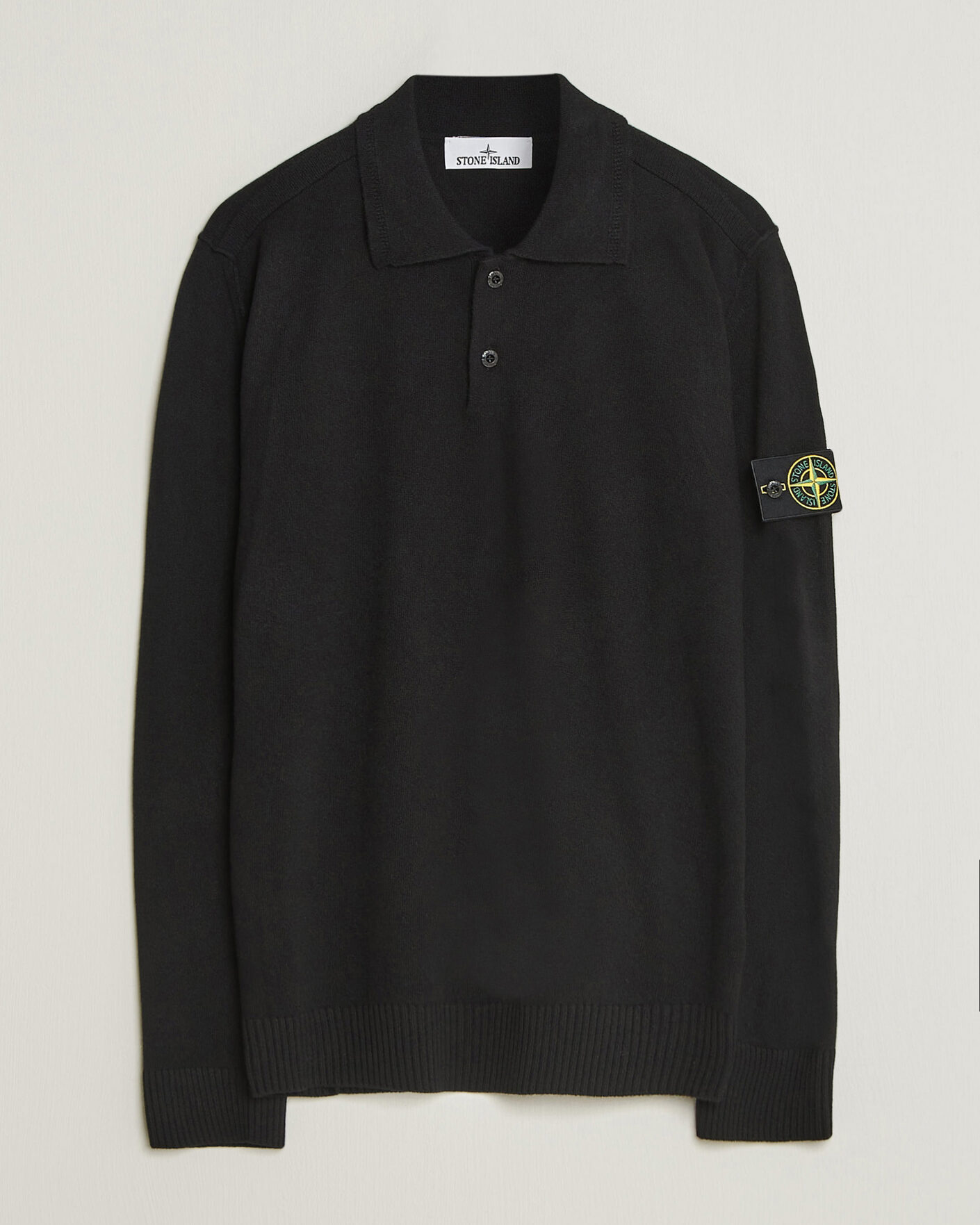 Men | Sweaters & Knitwear | Stone Island | Knitted Geelong Wool Polo Black