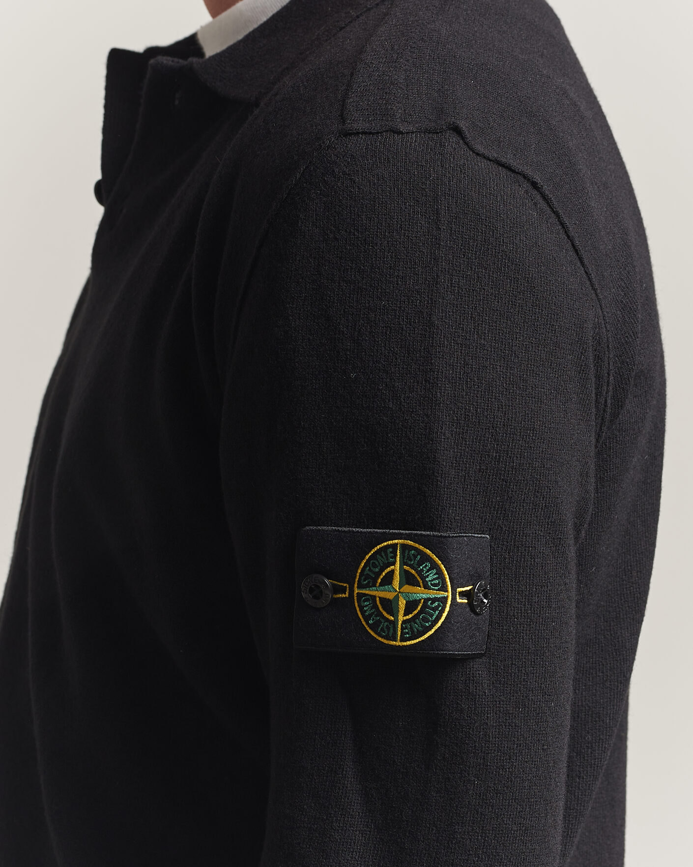 Men | Sweaters & Knitwear | Stone Island | Knitted Geelong Wool Polo Black