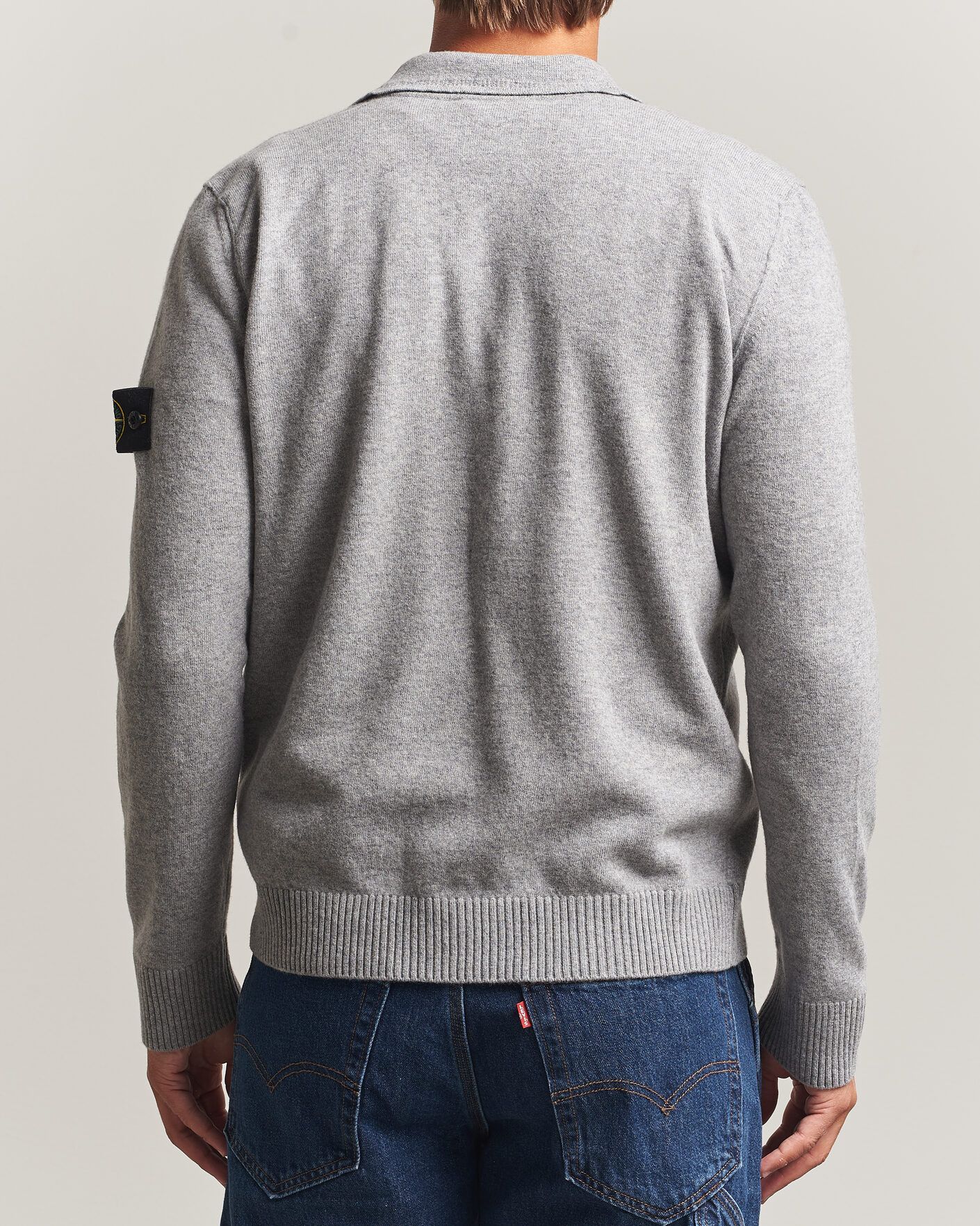 Men | Sweaters & Knitwear | Stone Island | Knitted Geelong Wool Polo Grey Melange