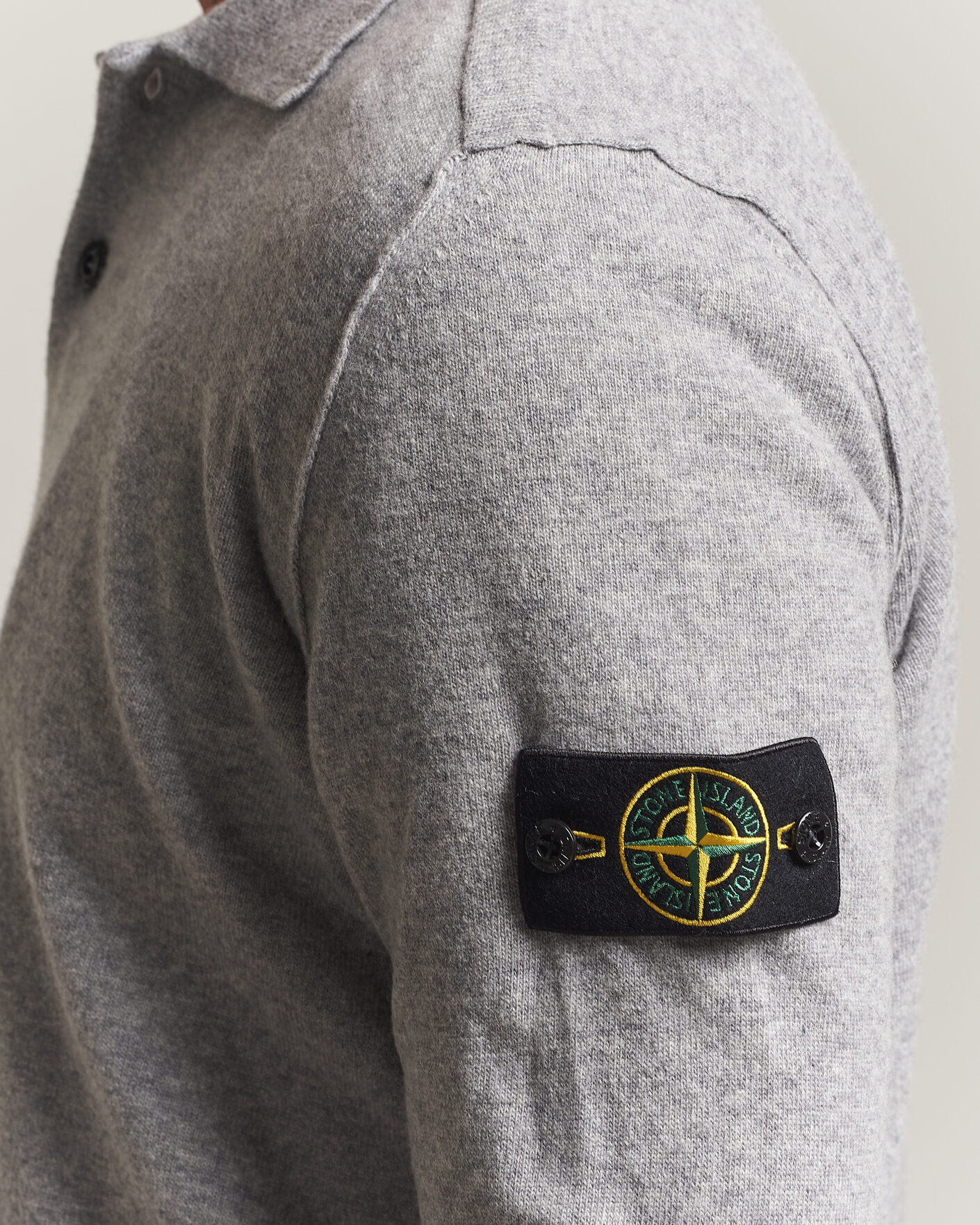 Men | Sweaters & Knitwear | Stone Island | Knitted Geelong Wool Polo Grey Melange