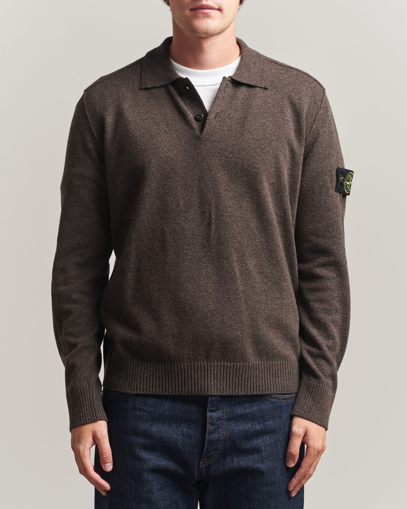 Men | Sweaters & Knitwear | Stone Island | Knitted Geelong Wool Polo Melange Lead