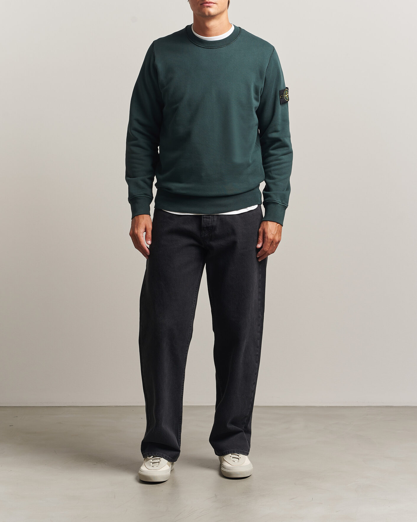 Men | Sweaters & Knitwear | Stone Island | Garment Dyed Fleece Sweatshirt Dark Green