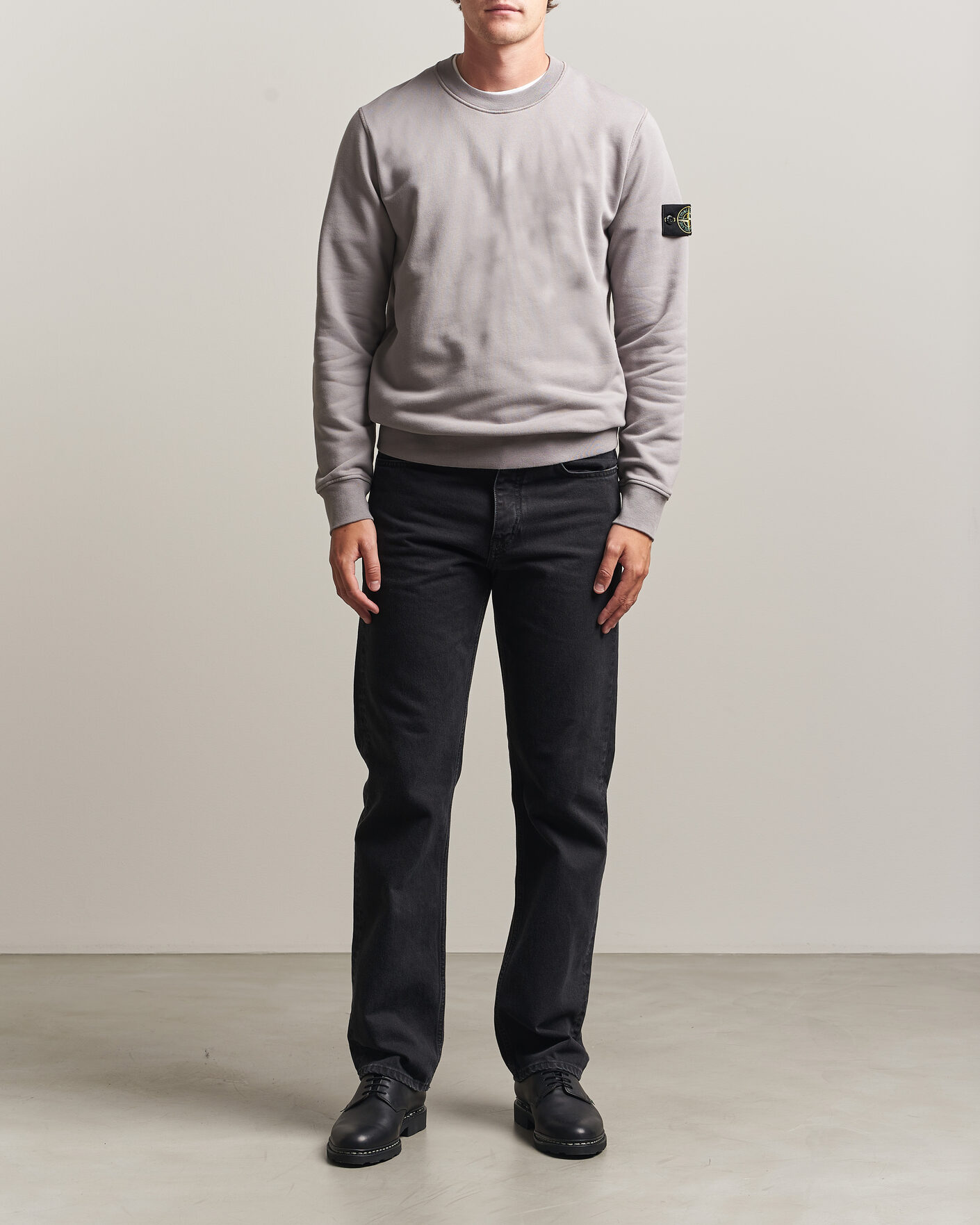 Stone Island Garment Dyed Fleece Sweatshirt Grey at CareOfCarl.com