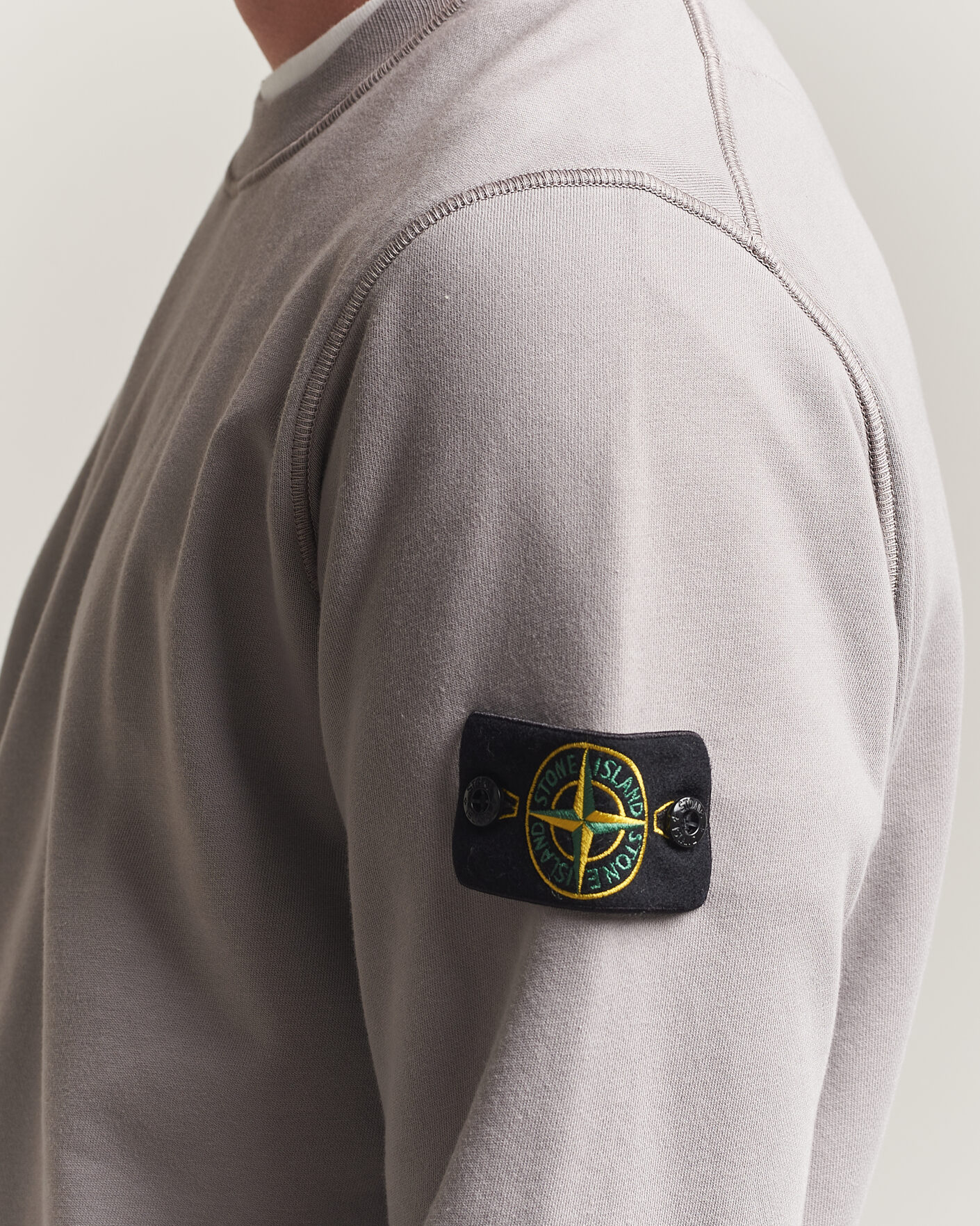 Stone Island Garment Dyed Fleece Sweatshirt Grey at CareOfCarl.com