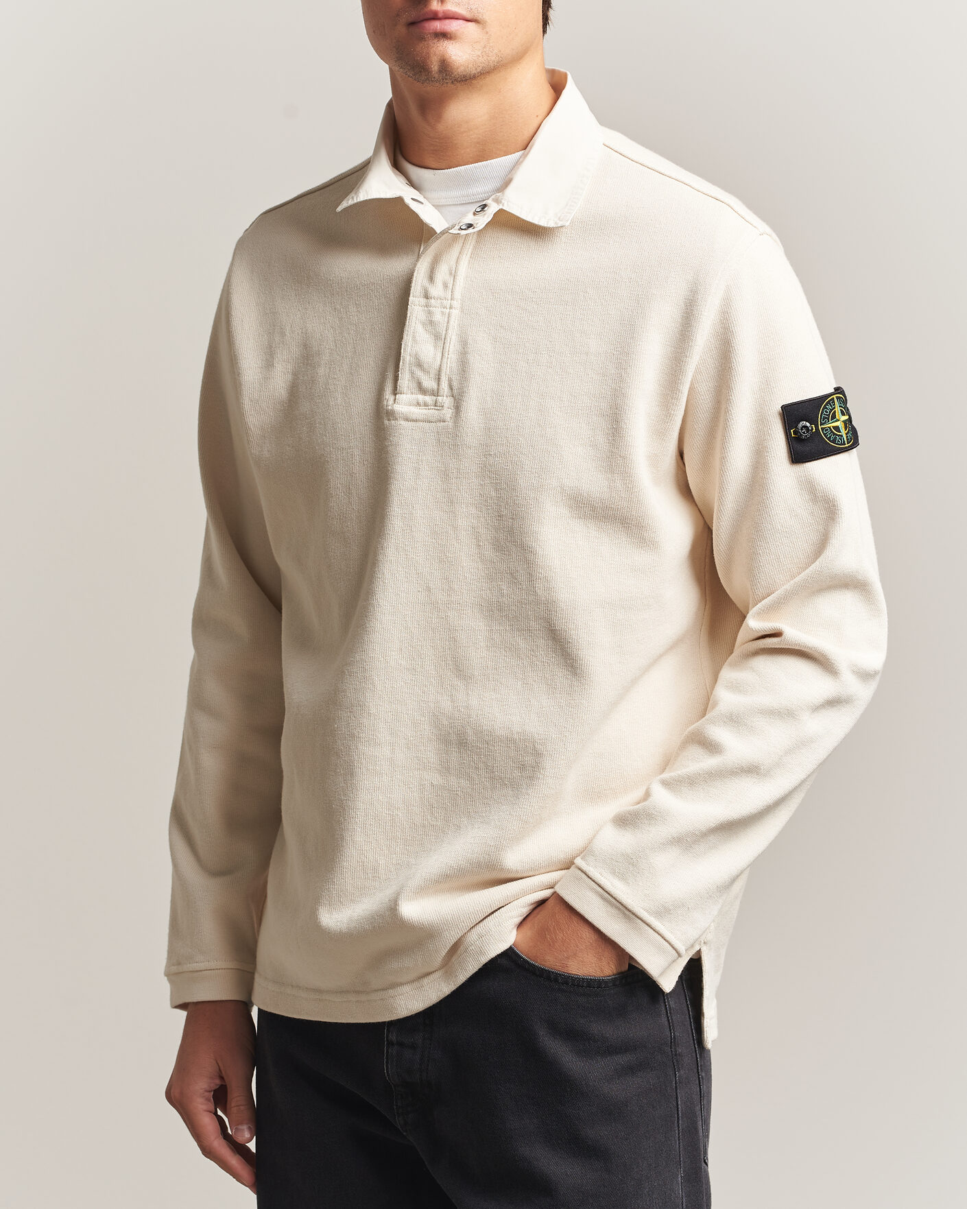 Men | Sweaters & Knitwear | Stone Island | Heavy Cotton Jersey Polo Ivory