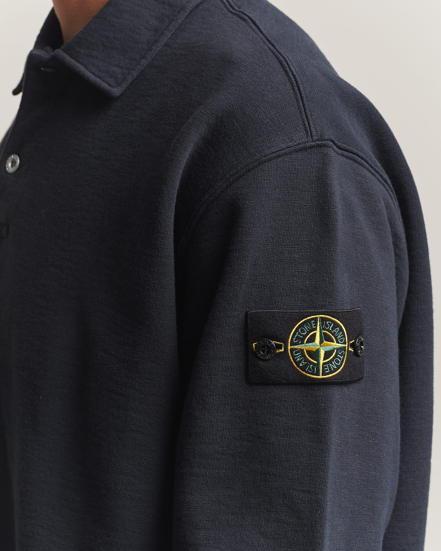Men | Sweaters & Knitwear | Stone Island | Tubular Cotton Fleece Polo Navy Blue