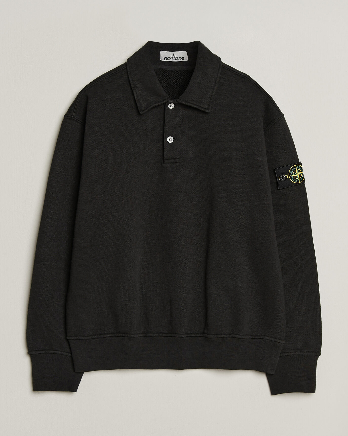 Men | Sweaters & Knitwear | Stone Island | Tubular Cotton Fleece Polo Black