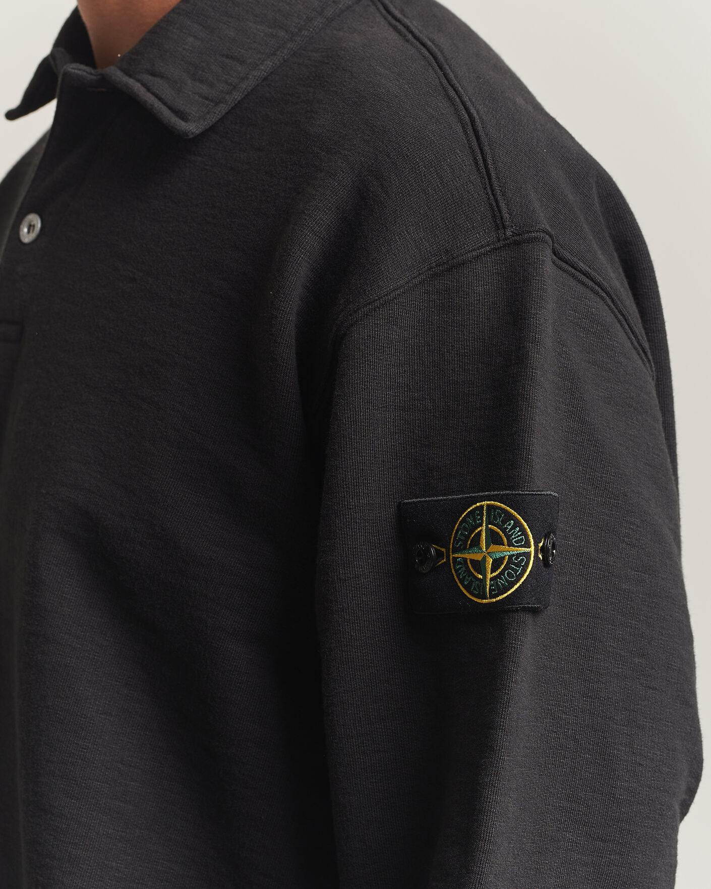 Men | Sweaters & Knitwear | Stone Island | Tubular Cotton Fleece Polo Black