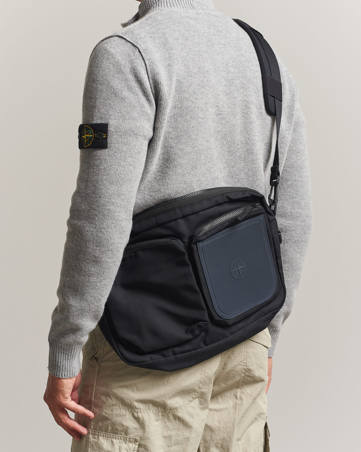 Stone Island Nylon Panama Shoulder Bag Navy Blue at CareOfCarl.com
