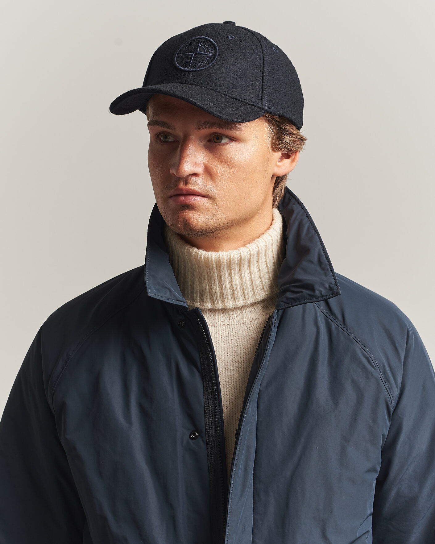 Men | Hats & Caps | Stone Island | Wool/Nylon Flannel Cap Navy Blue
