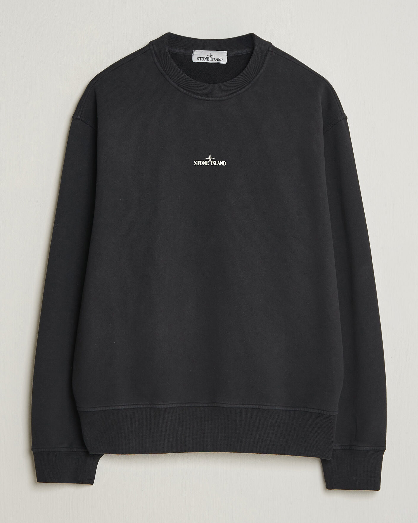 Men | Sweaters & Knitwear | Stone Island | Cotton Fleece Blurred Compas Print Sweatshirt Black