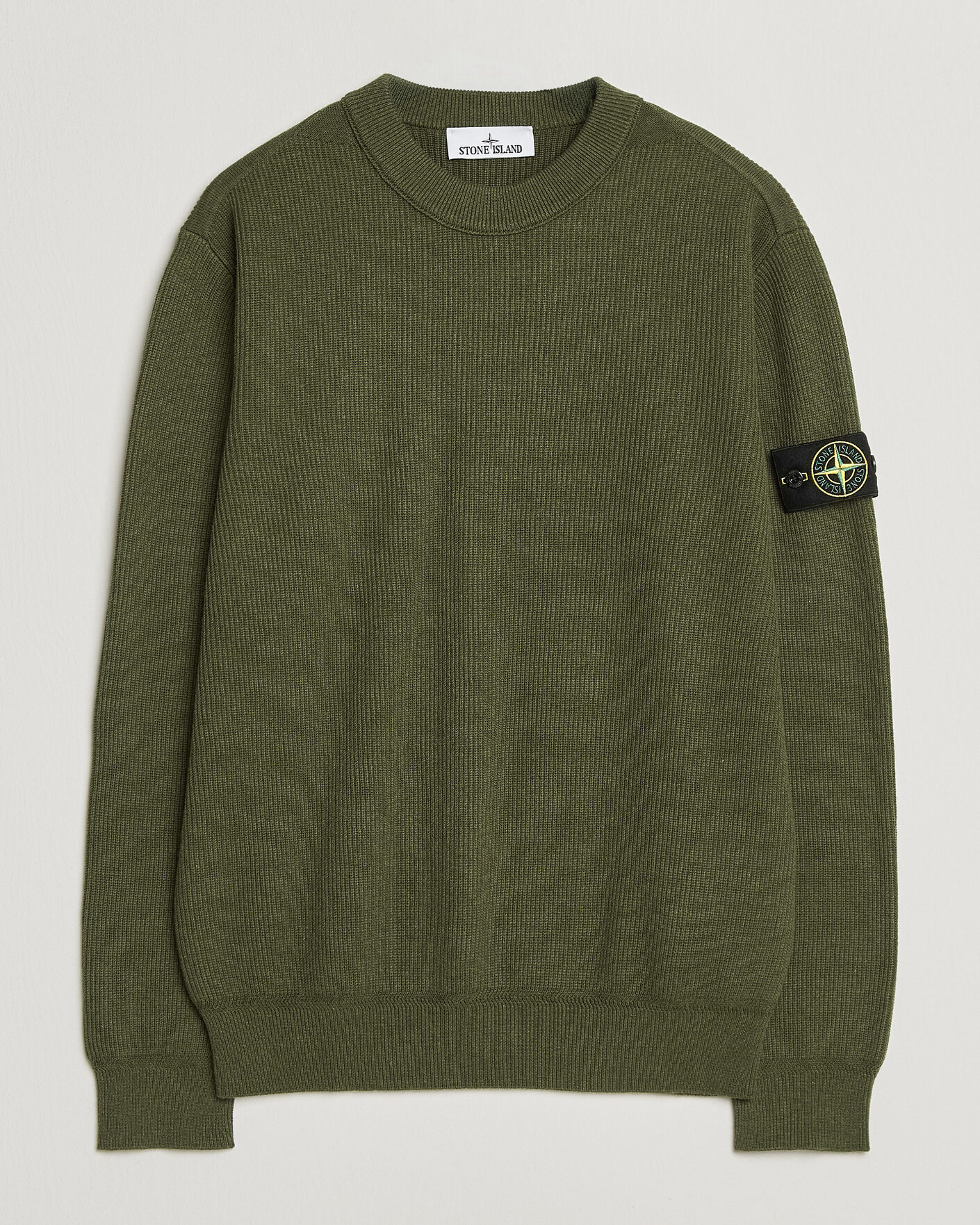 Men | Sweaters & Knitwear | Stone Island | Ribbed Soft Organic Cotton Crew Neck Military Green