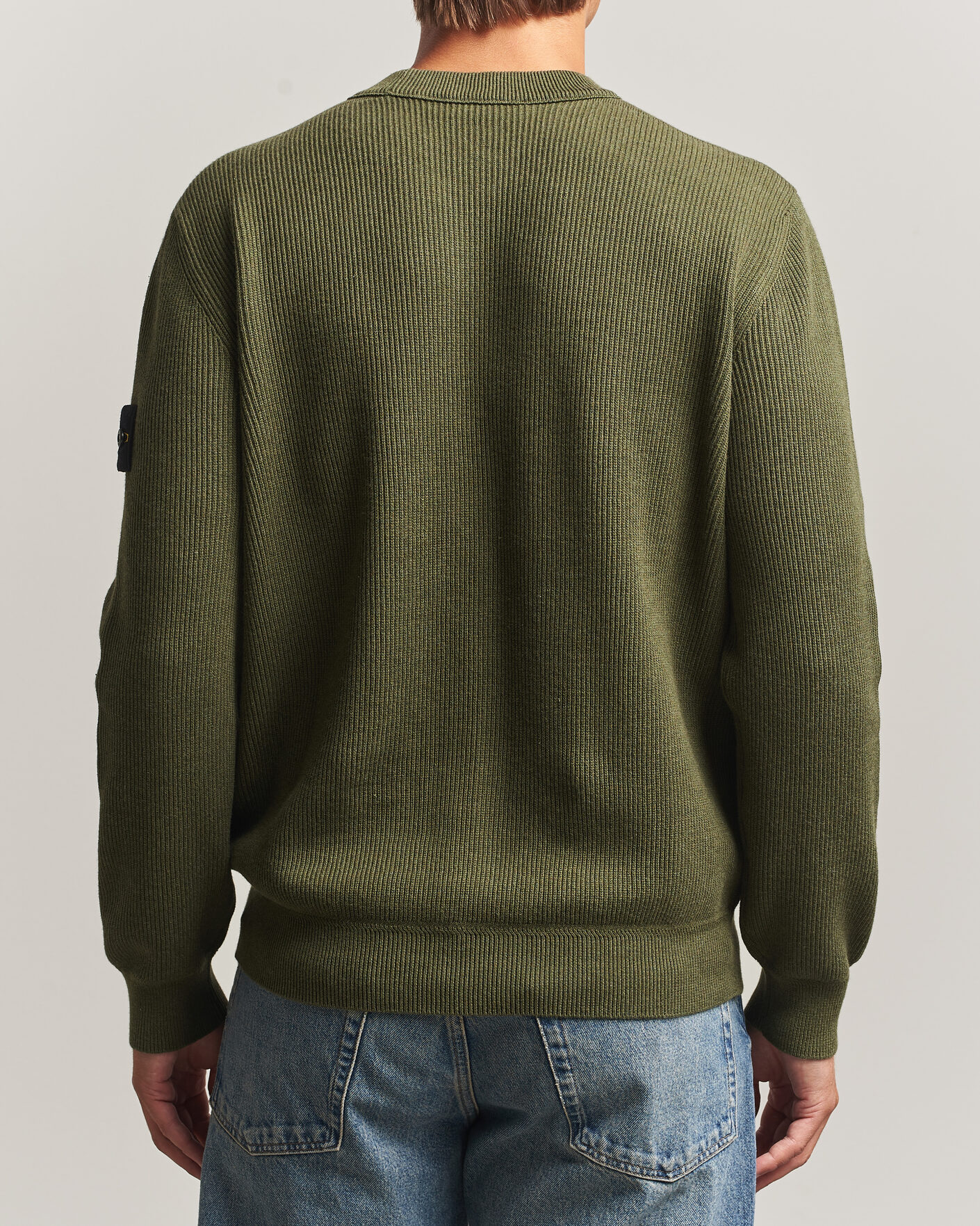 Men | Sweaters & Knitwear | Stone Island | Ribbed Soft Organic Cotton Crew Neck Military Green