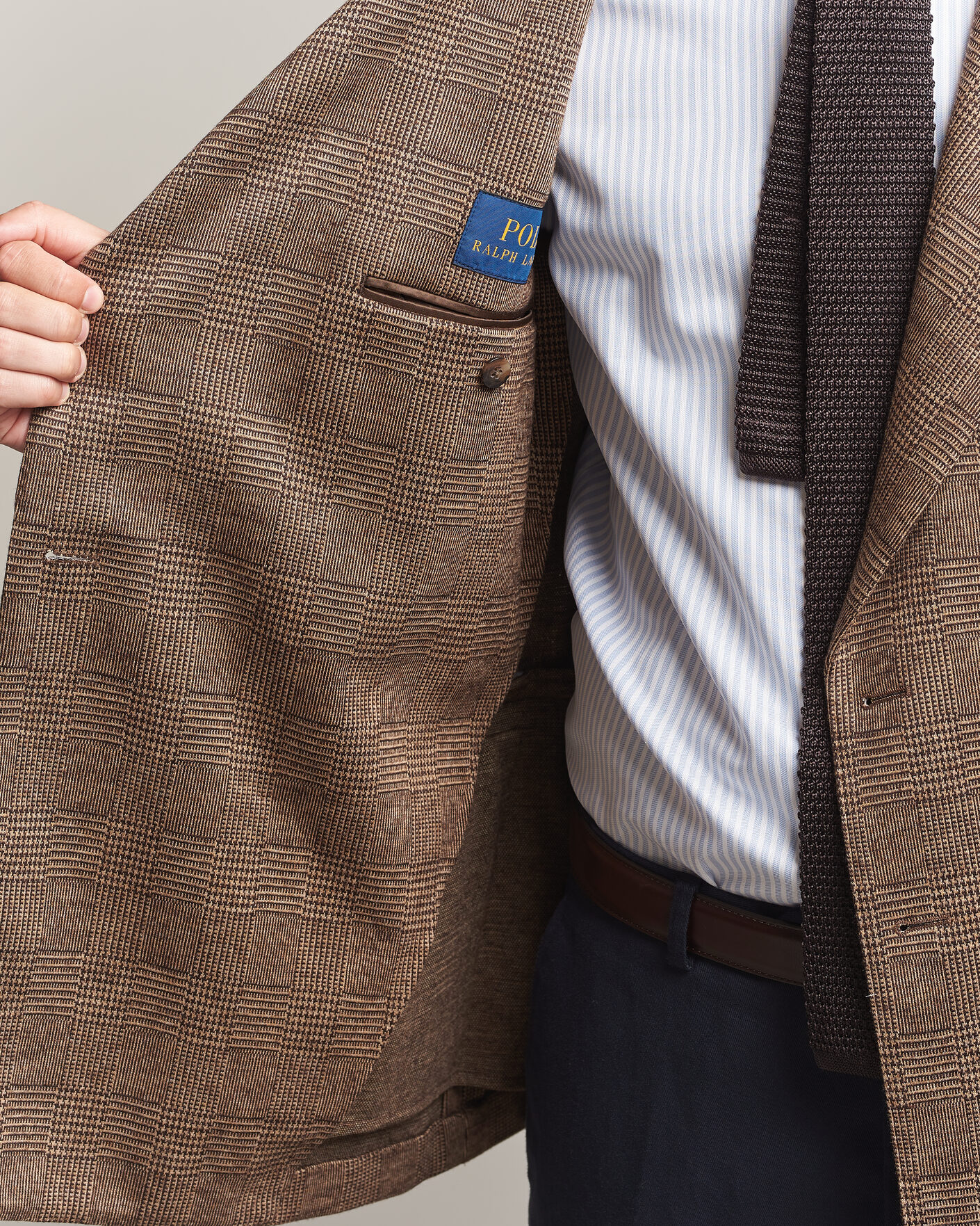 Men | Blazers | Polo Ralph Lauren | Double Breasted Glenplaid Knit Sportcoat Tan/Brown