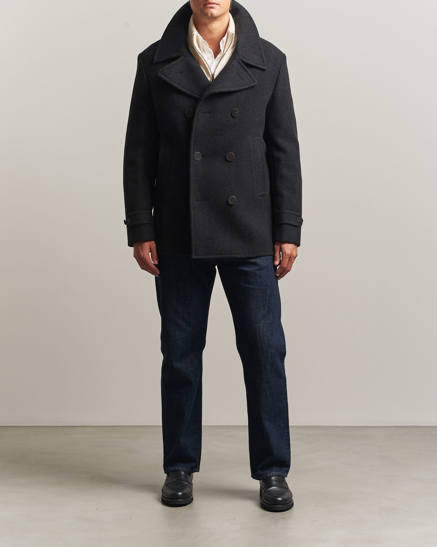 Polo Ralph Lauren Lightweight Melton Peacoat Charcoal at