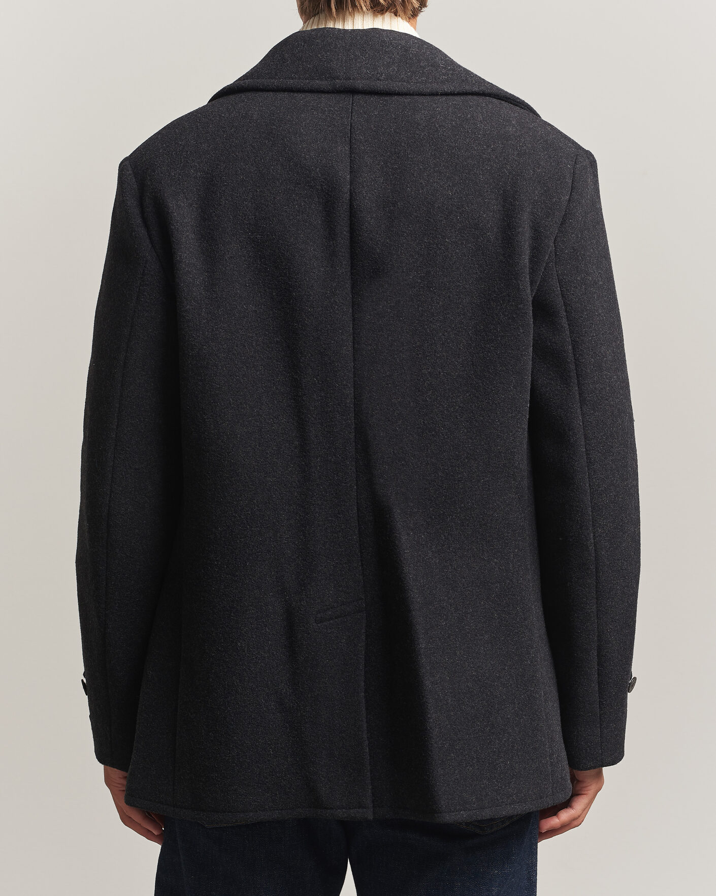 Men | Coats & Jackets | Polo Ralph Lauren | Lightweight Melton Peacoat Charcoal