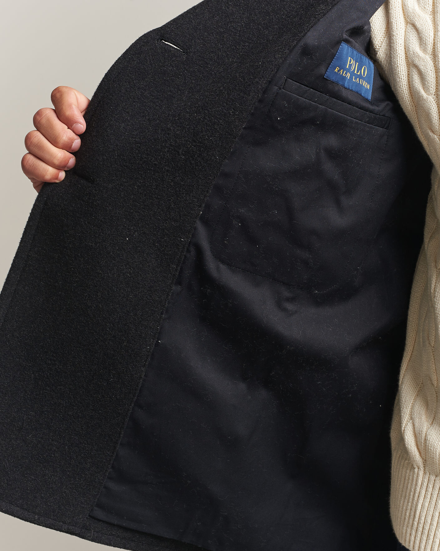 Men | Coats & Jackets | Polo Ralph Lauren | Lightweight Melton Peacoat Charcoal