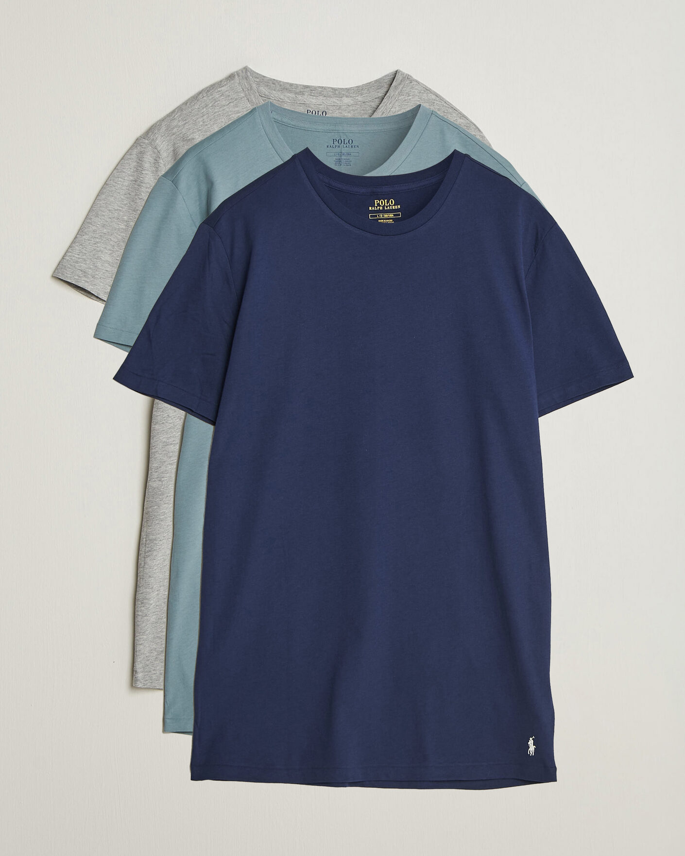 Men | T-Shirts | Polo Ralph Lauren | 3-Pack Crew Neck T-Shirt Grey/Navy/Blue