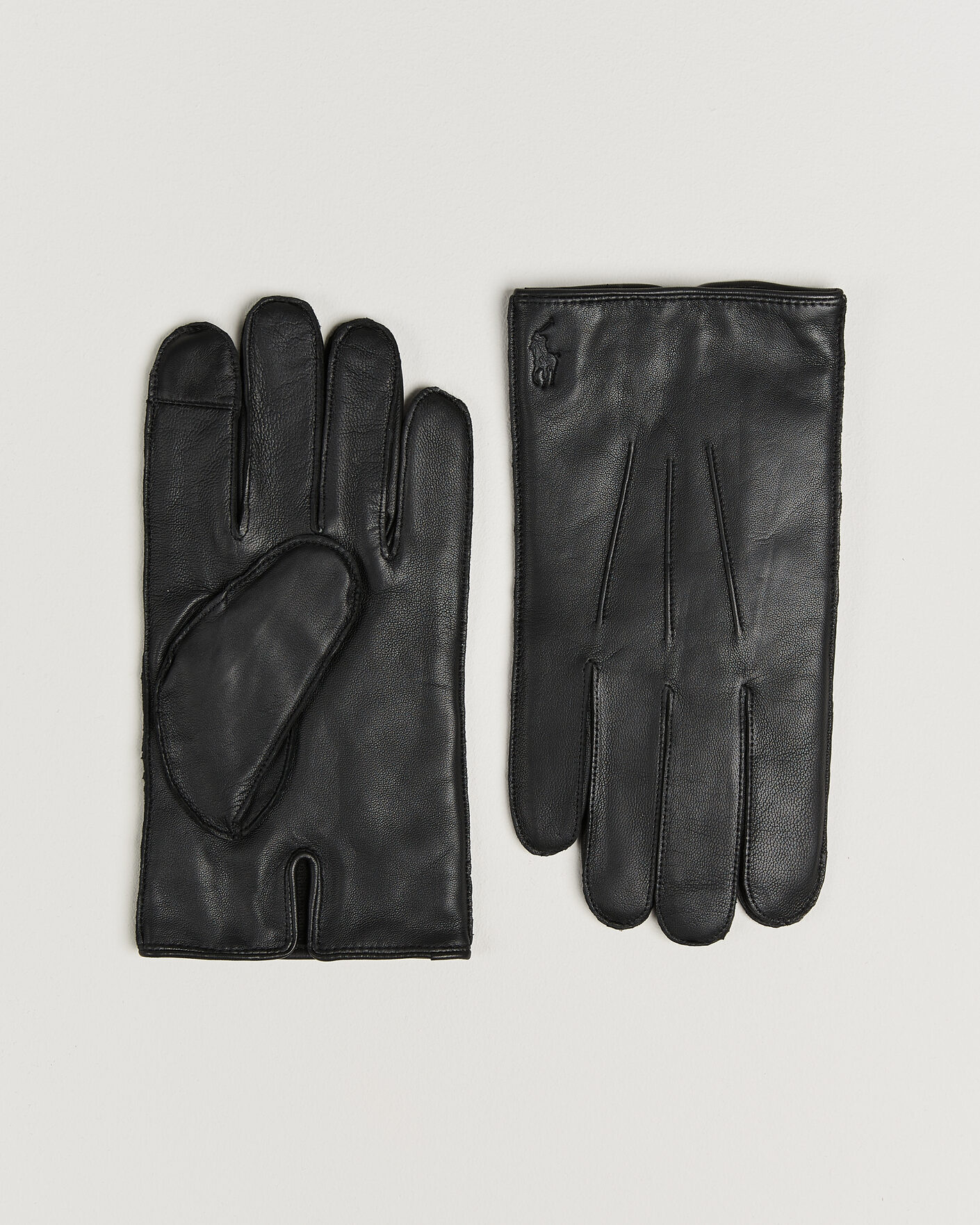 Polo Ralph Lauren Water-Repellent Leather Gloves Black at
